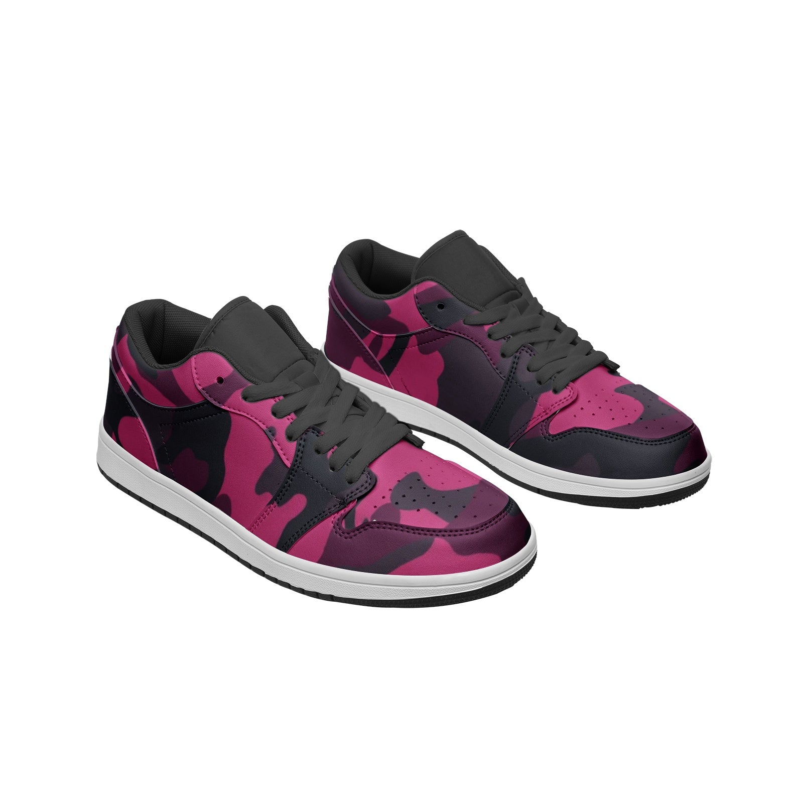 Camo Sneakers | Pink, Onyx & Blue | Unisex Low Top Leather Camo Colors