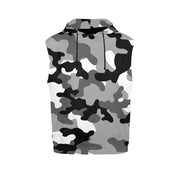 Sleeveless Camo Hoodie For Women | Black, White, and Gray Camo Colors
