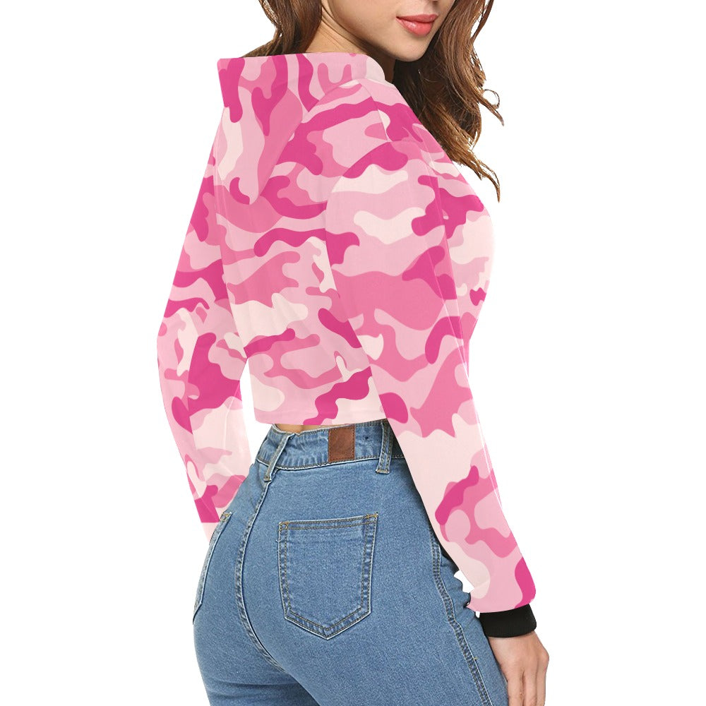 Cropped Camo Hoodie | Regular Fit | Lavender Pink Camouflage Camo Colors