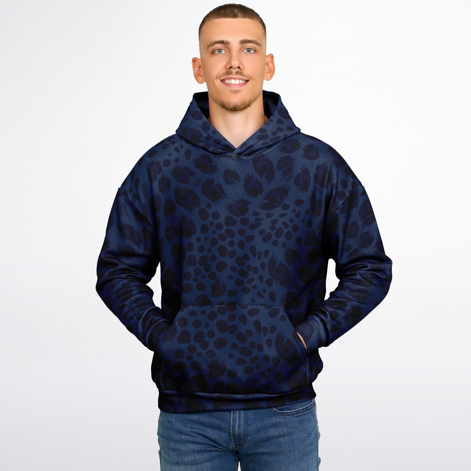 Oversized Leopard Hoodie | Deep Blue | Camo Colors