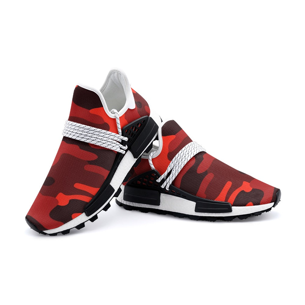 Lightweight Camo Sneakers | Scarlet Red and Black Camo Colors