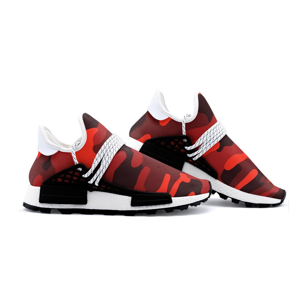 Lightweight Camo Sneakers | Scarlet Red and Black Camo Colors