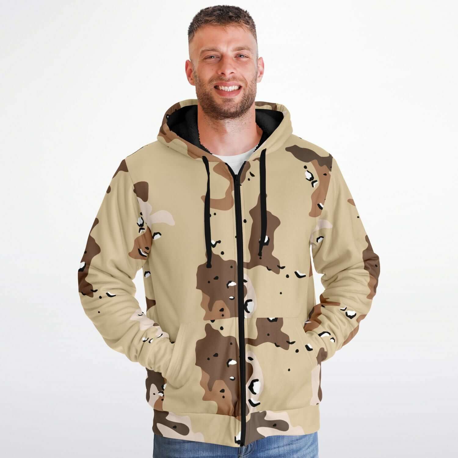 Microfleece Zip Hoodie | Marines Military Camo Print Camo Colors