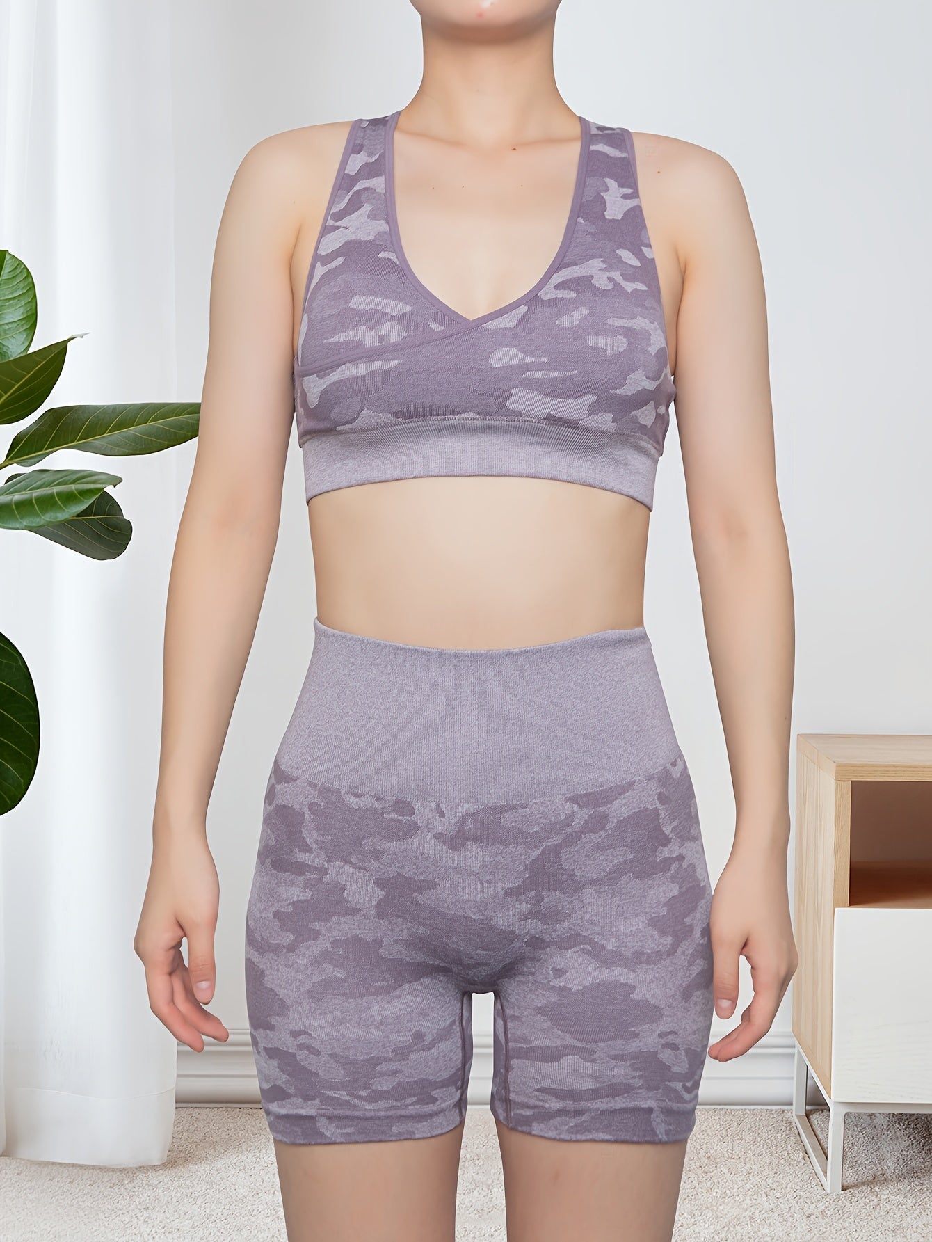 Camouflage Yoga Shorts, Seamless Sports Butt Lifting Fitness Shorts Camo Colors