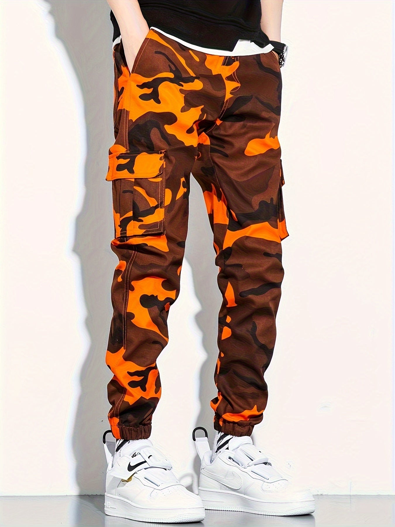 Men's Camo Cargo Cropped Pants With Multi Pockets | Vintage Style Camo Colors