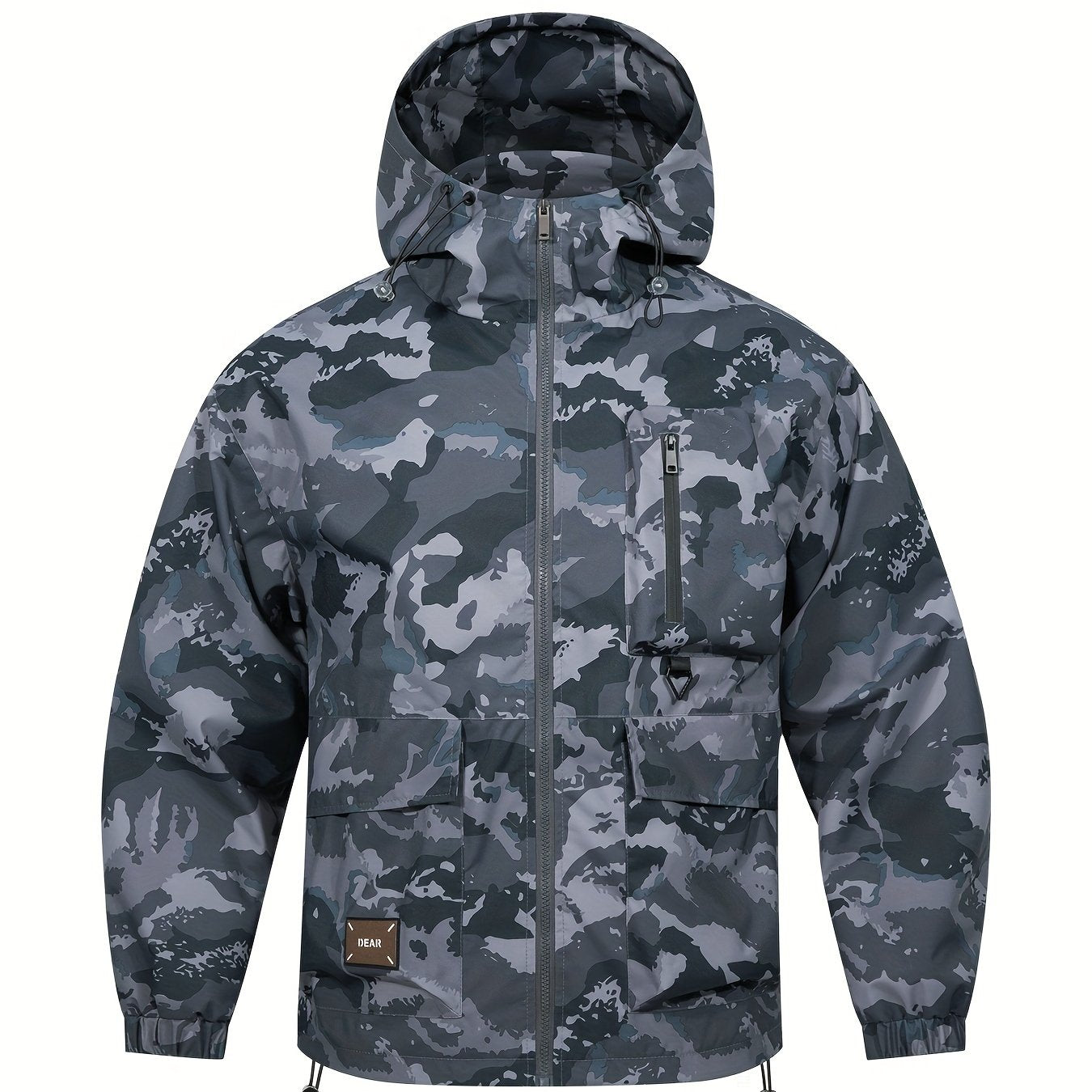 Men's Camo Windbreaker Jacket with a Hood | Multi Pocket Cargo Jacket Camo Colors