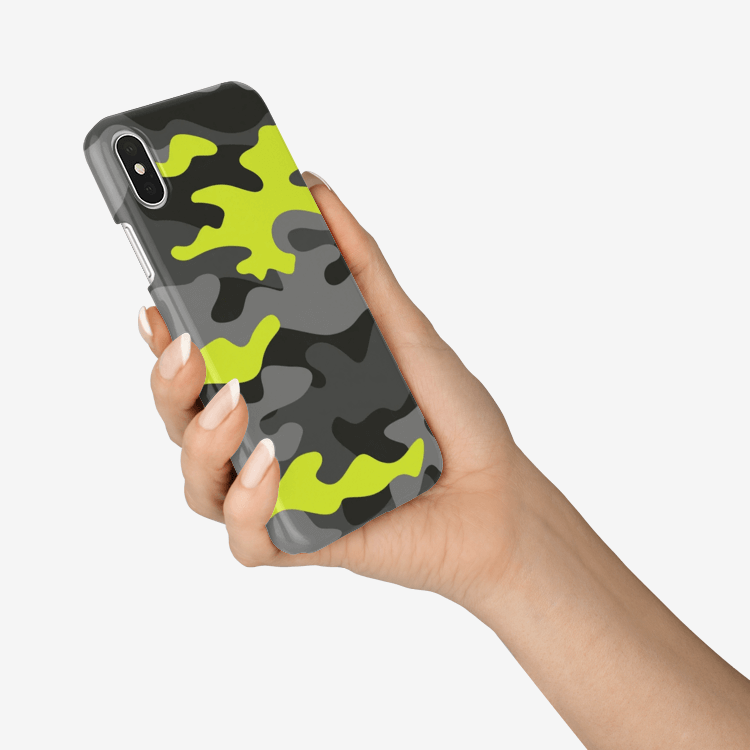Camo Phone Case | iPhone | Yellow, Black, & Gray Camo Colors