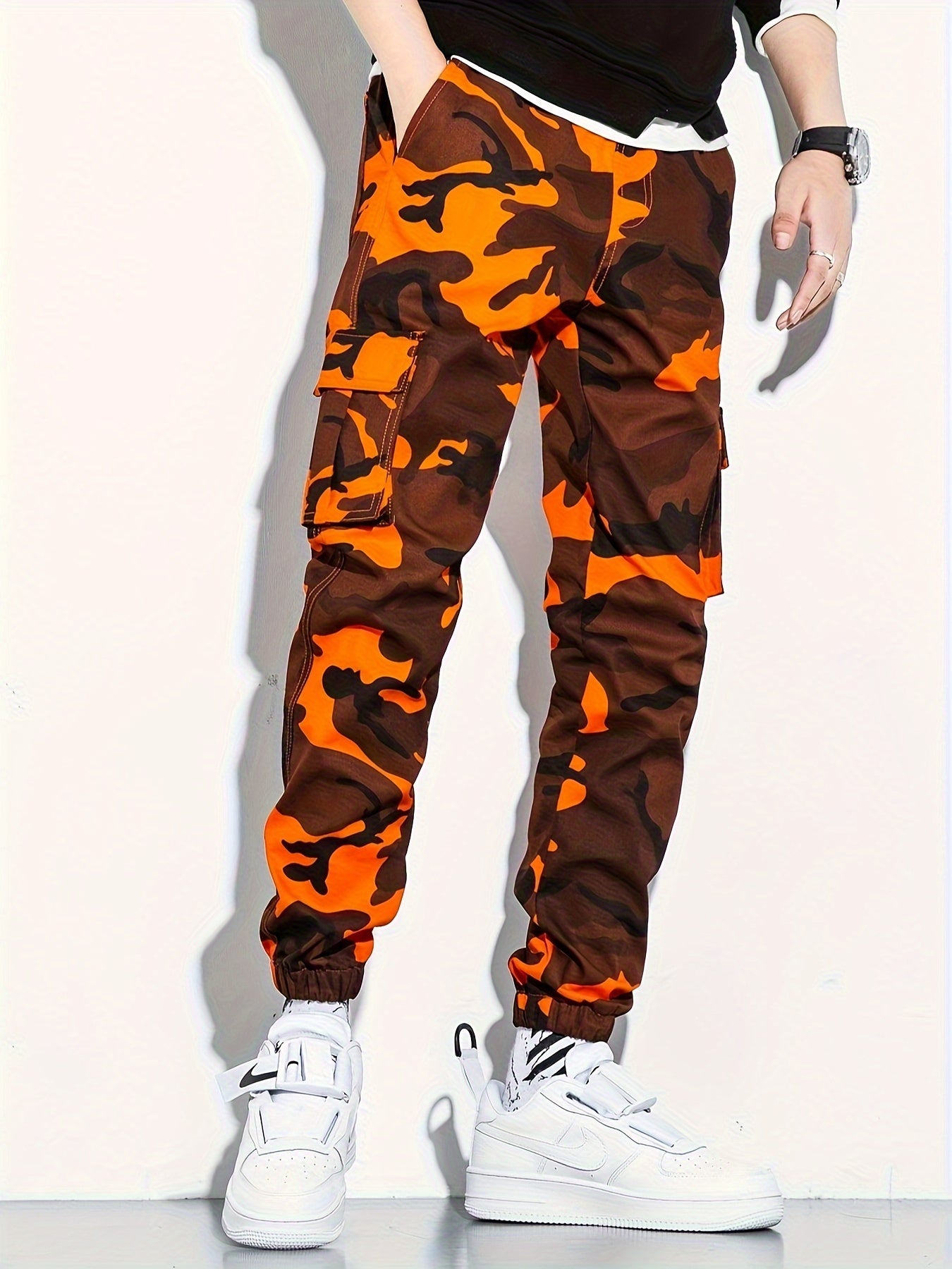 Men's Camo Cargo Cropped Pants With Multi Pockets | Vintage Style Camo Colors