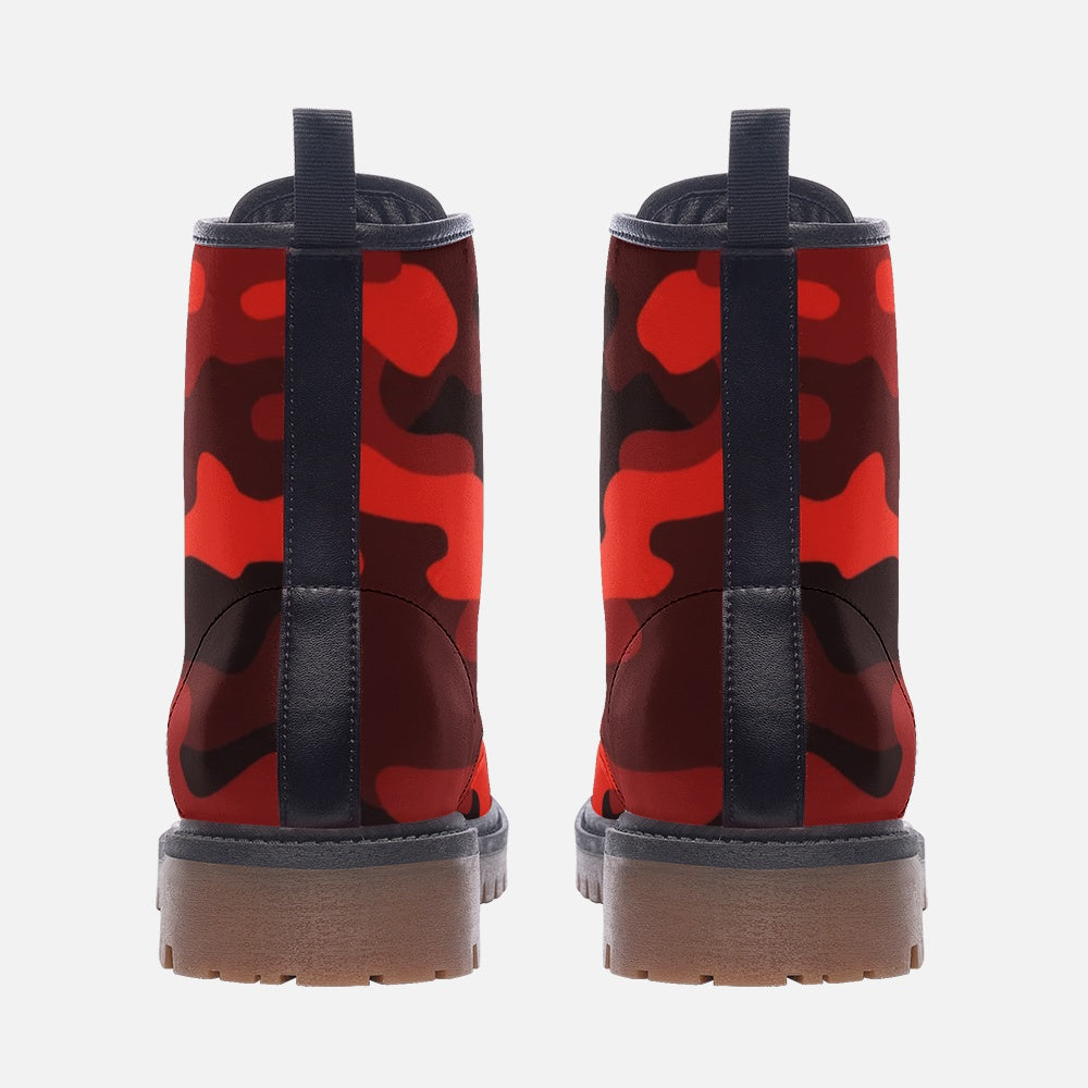 Camo Boots | Leather Camouflage in Scarlet Red and Black Camo Colors