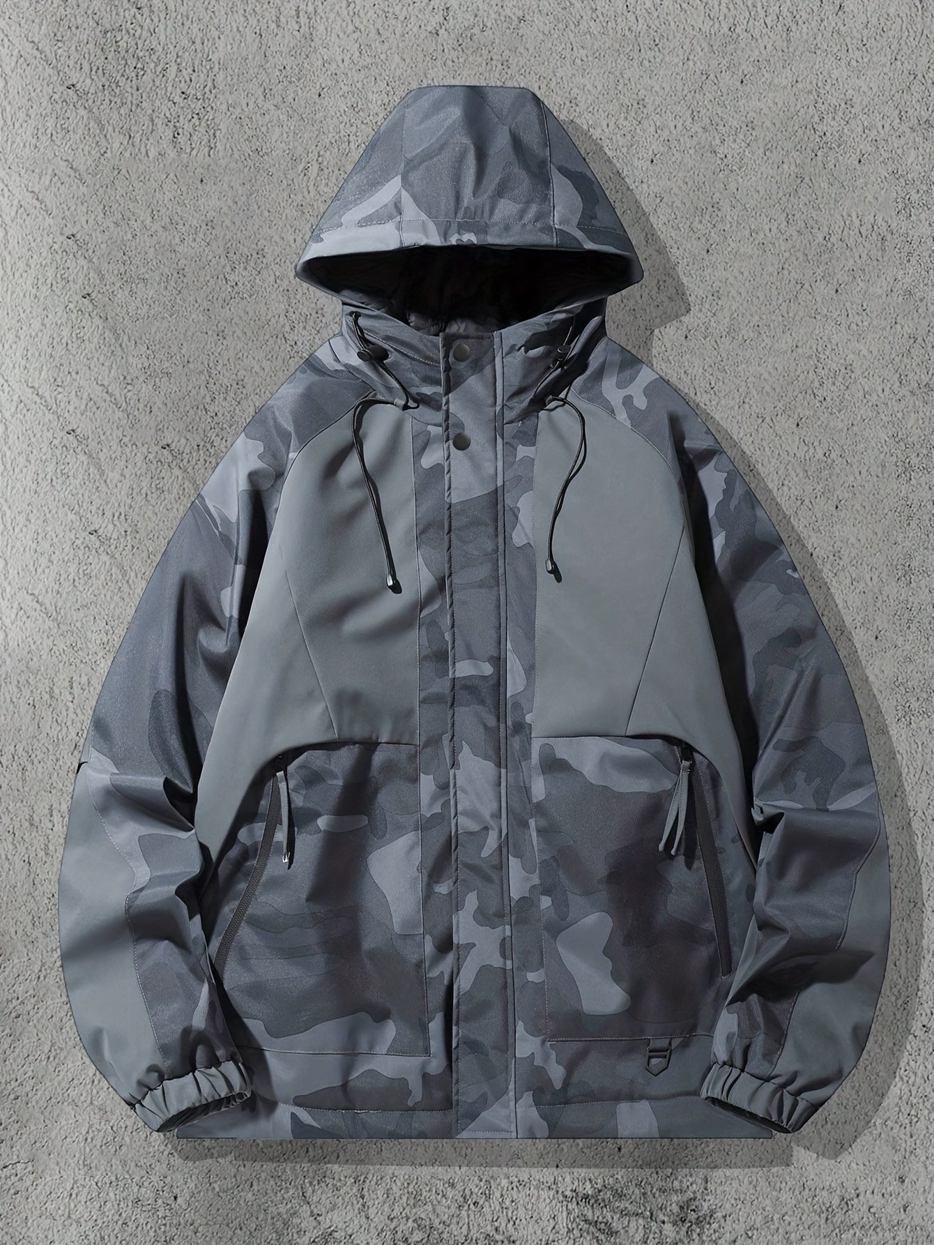 Camo Streetwear Jacket | Men's Hooded Polyester Zip-Up Design Camo Colors