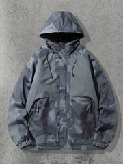 Camo Streetwear Jacket | Men's Hooded Polyester Zip-Up Design Camo Colors