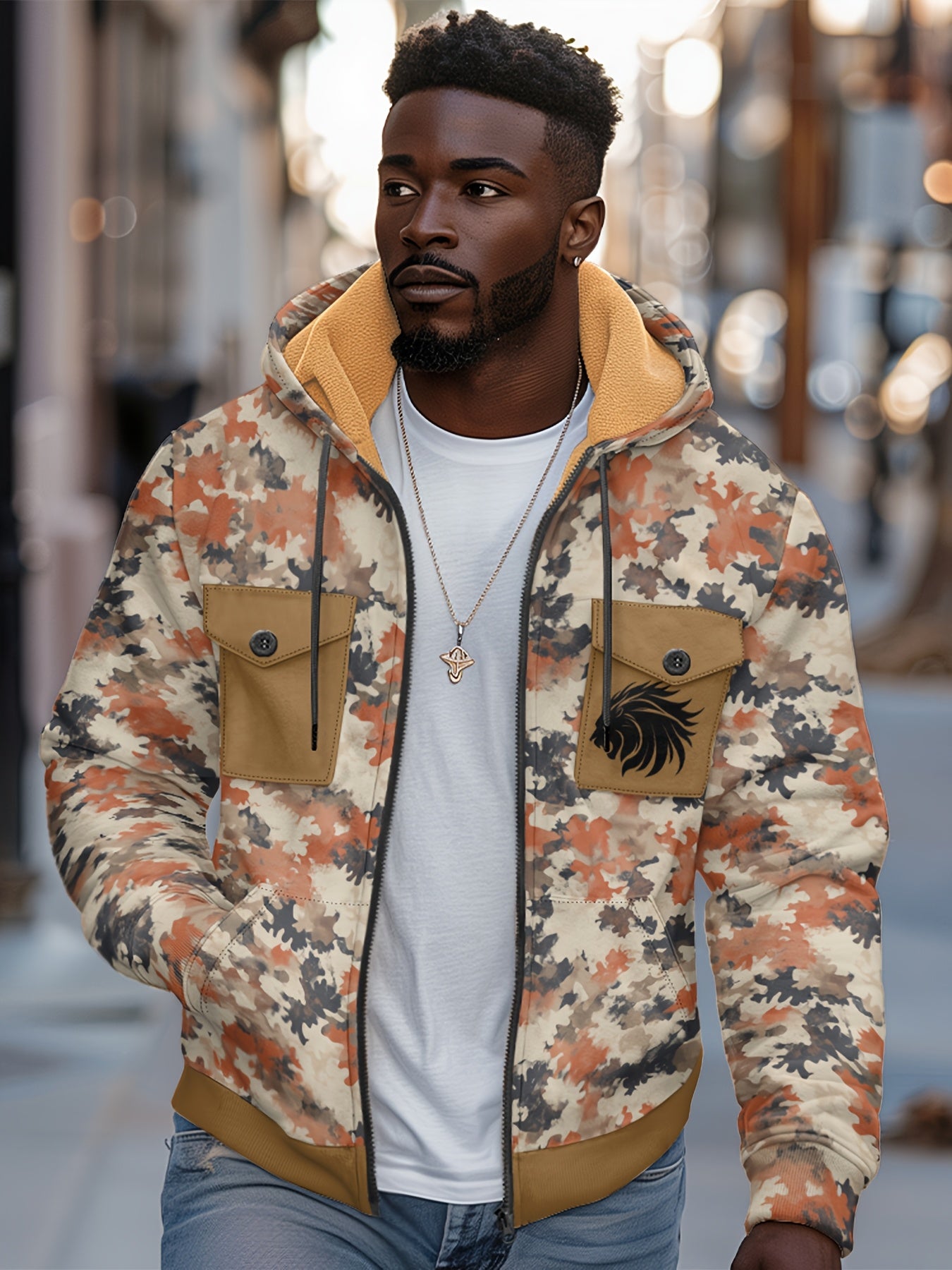 Everyday Comfort Camouflage Fleece-Lined Hooded Jacket Camo Colors