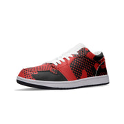 Camo Sneakers | Black & Red Pixel | Unisex Low Top Leather Camo Colors