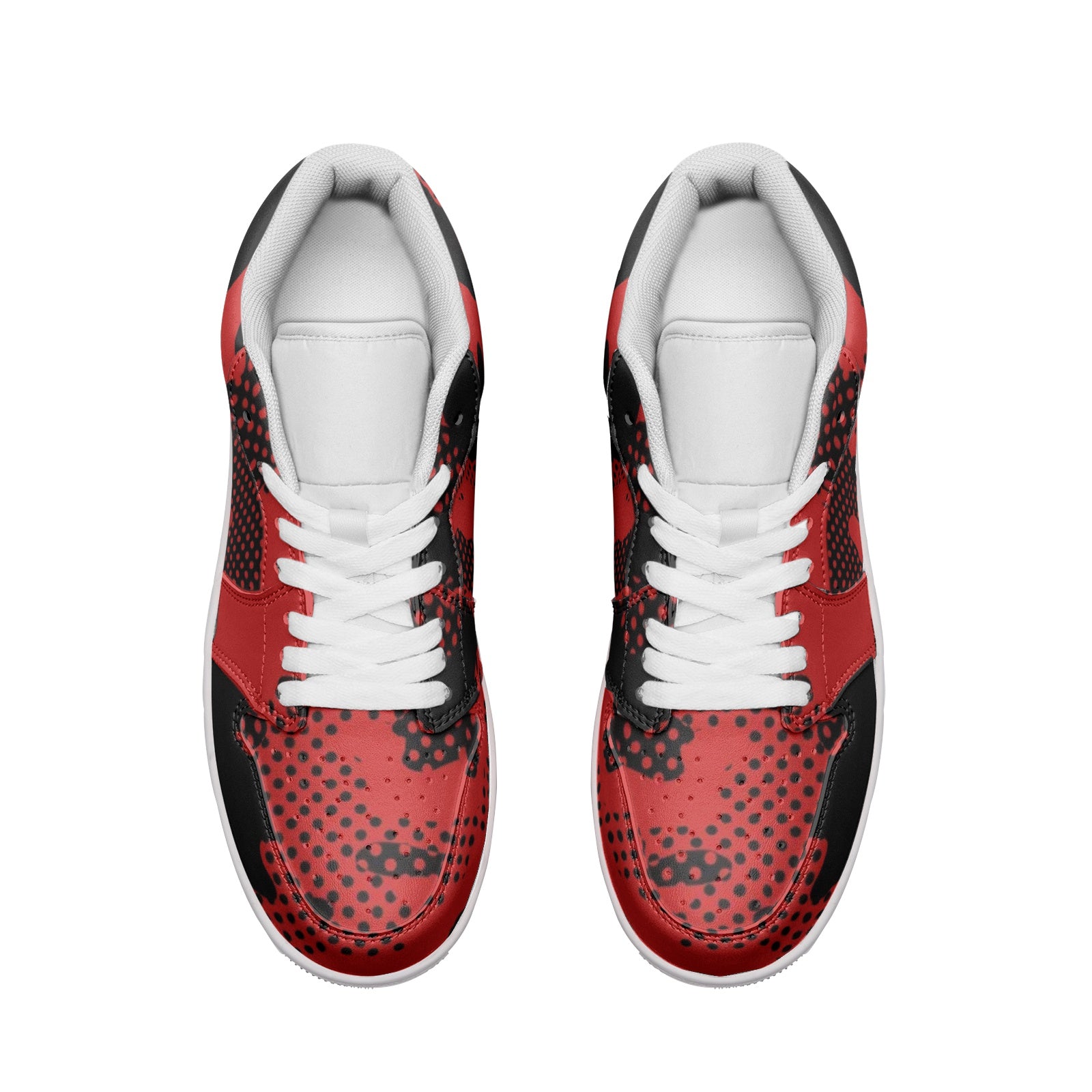 Camo Sneakers | Black & Red Pixel | Unisex Low Top Leather Camo Colors