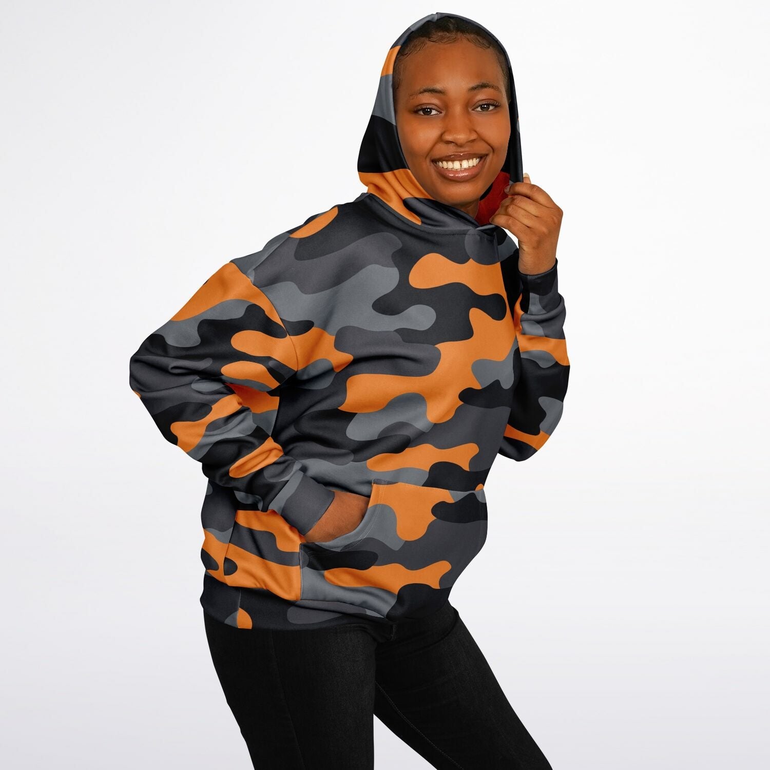 Oversized Camo Hoodie | Orange, Gray and Black | Camo Colors