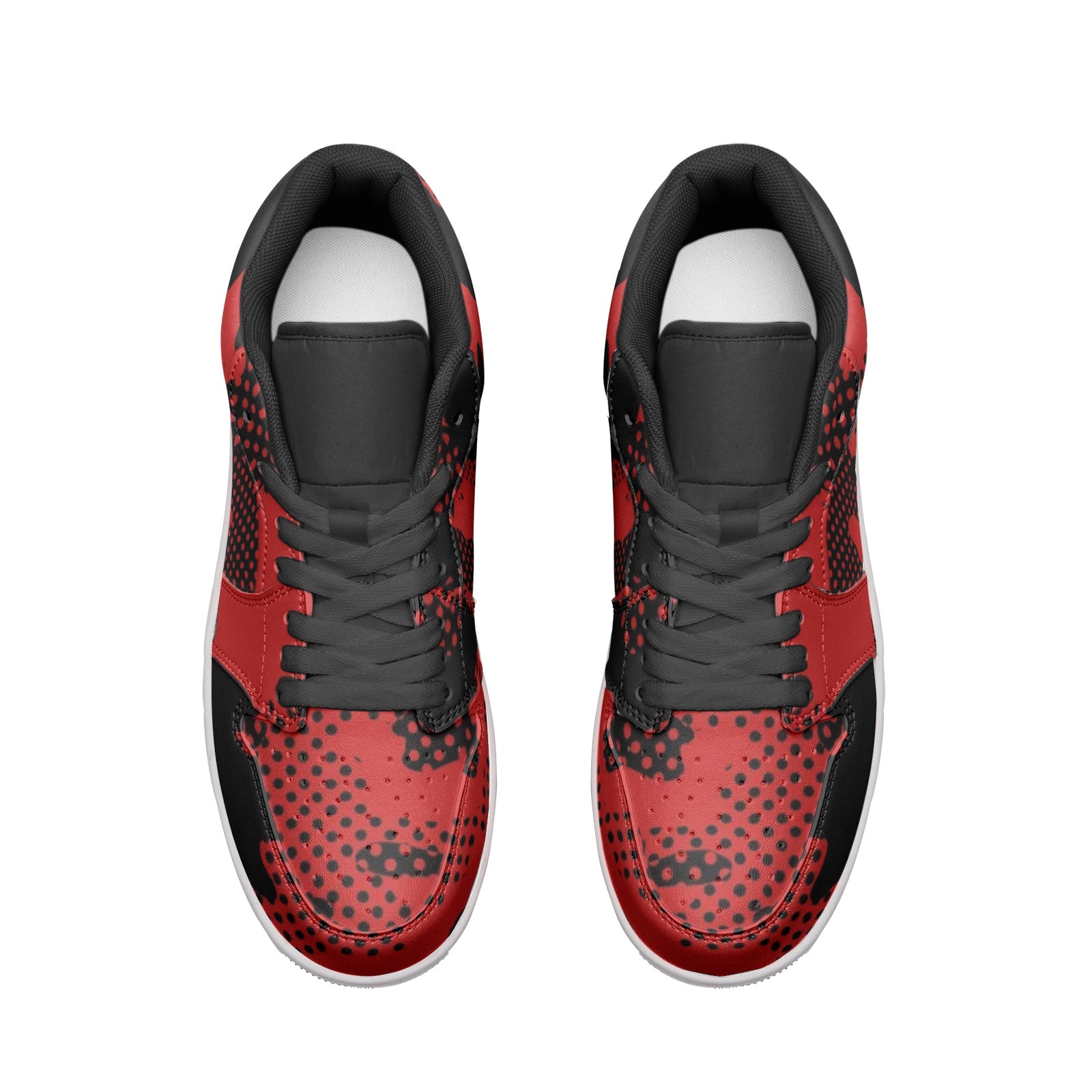 Camo Sneakers | Black & Red Pixel | Unisex Low Top Leather Camo Colors