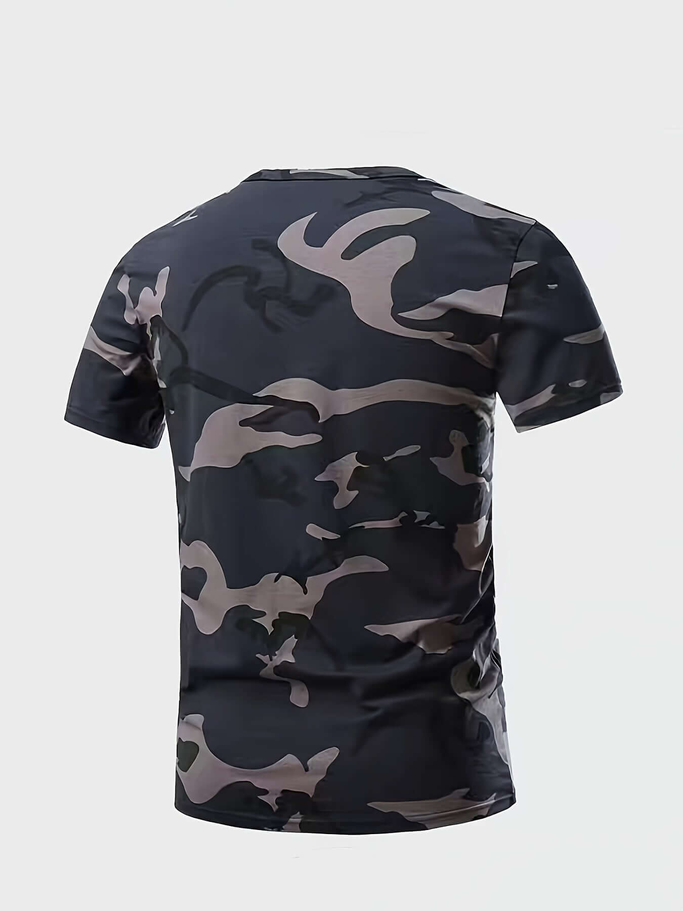 Men's Camo Print Short Sleeve T-shirt, Outdoor Athletic Camo Colors
