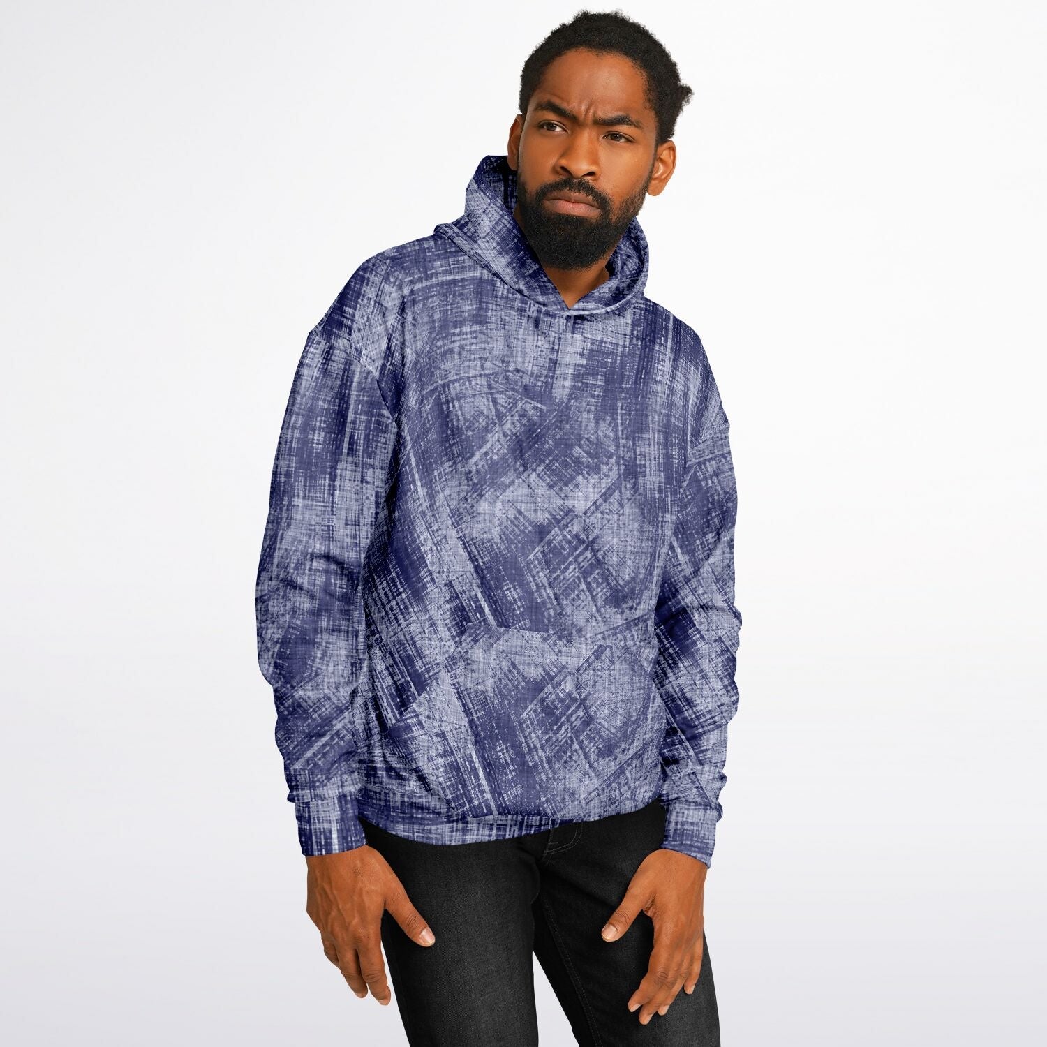 Blue Wash Denim-Style Oversized Hoodie | Camo Colors