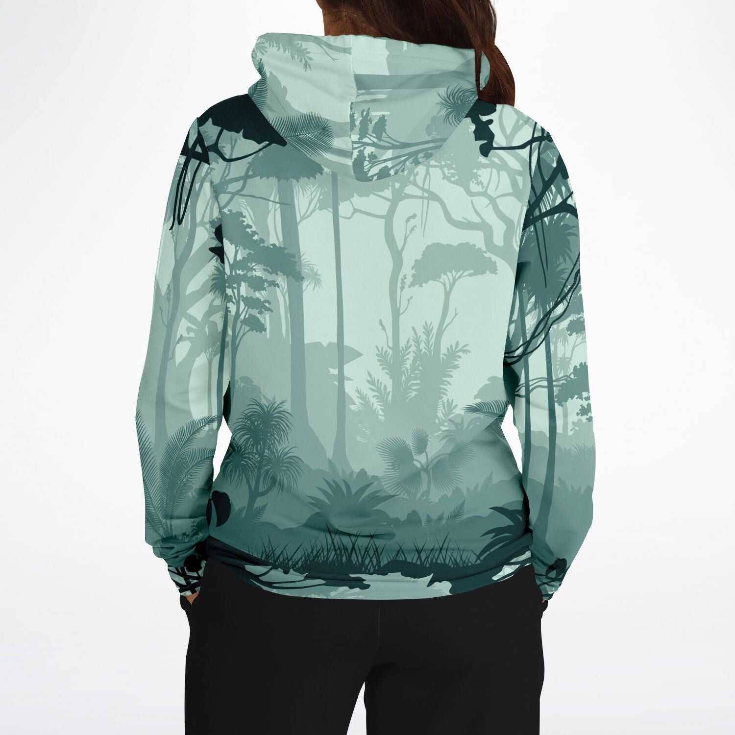Dark Forest Print Hoodie | Tropical Rainforest Background | camo colors