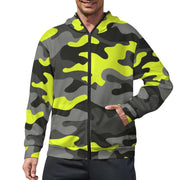 Zip Camo Hoodie | Black, Gray, and Yellow Camouflage Camo Colors