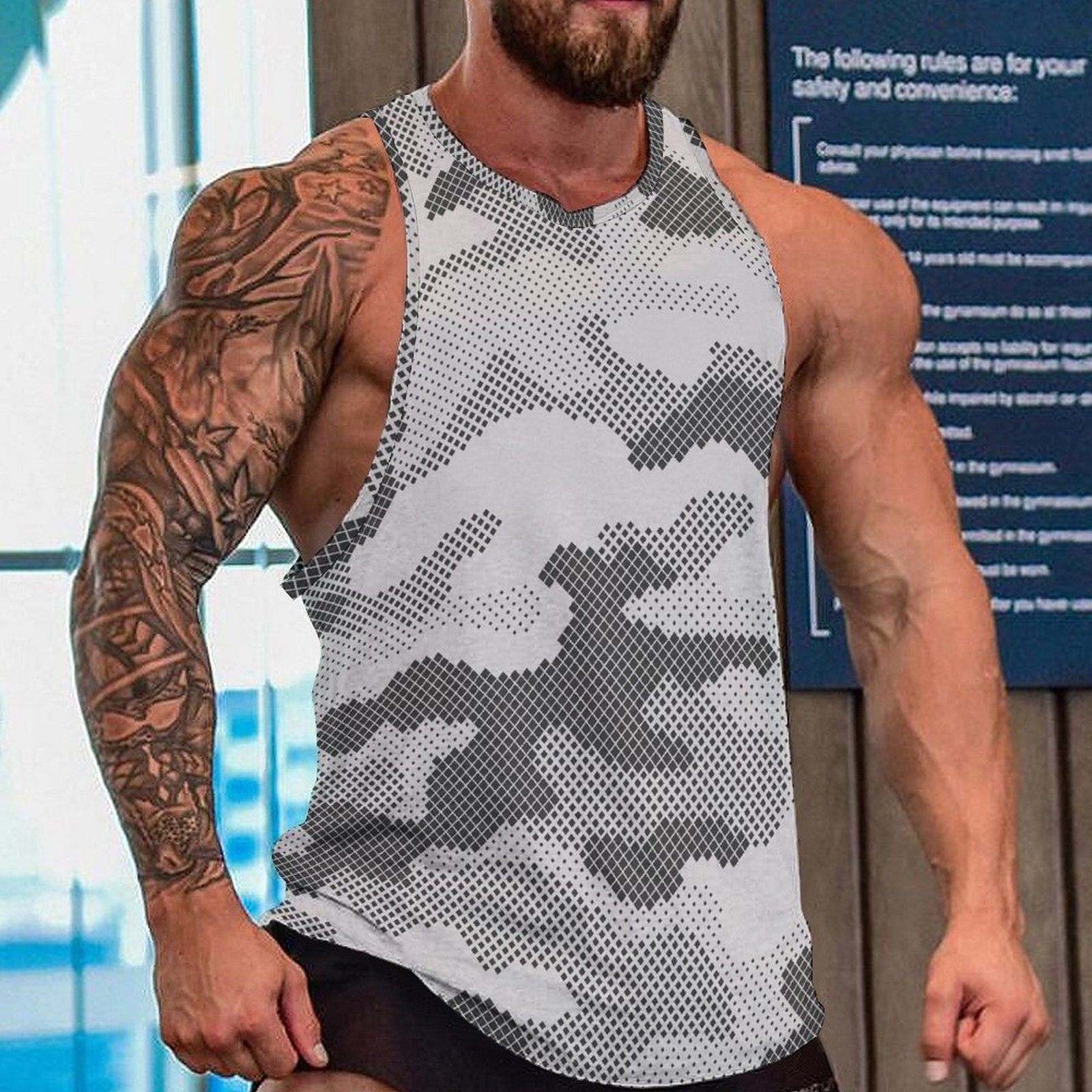 Camo Tank Top | Gray Digital Camouflage Camo Colors