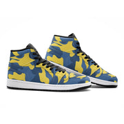 Blue and Yellow Camo Sneakers AJ 1 | High Top Leather Camo Colors