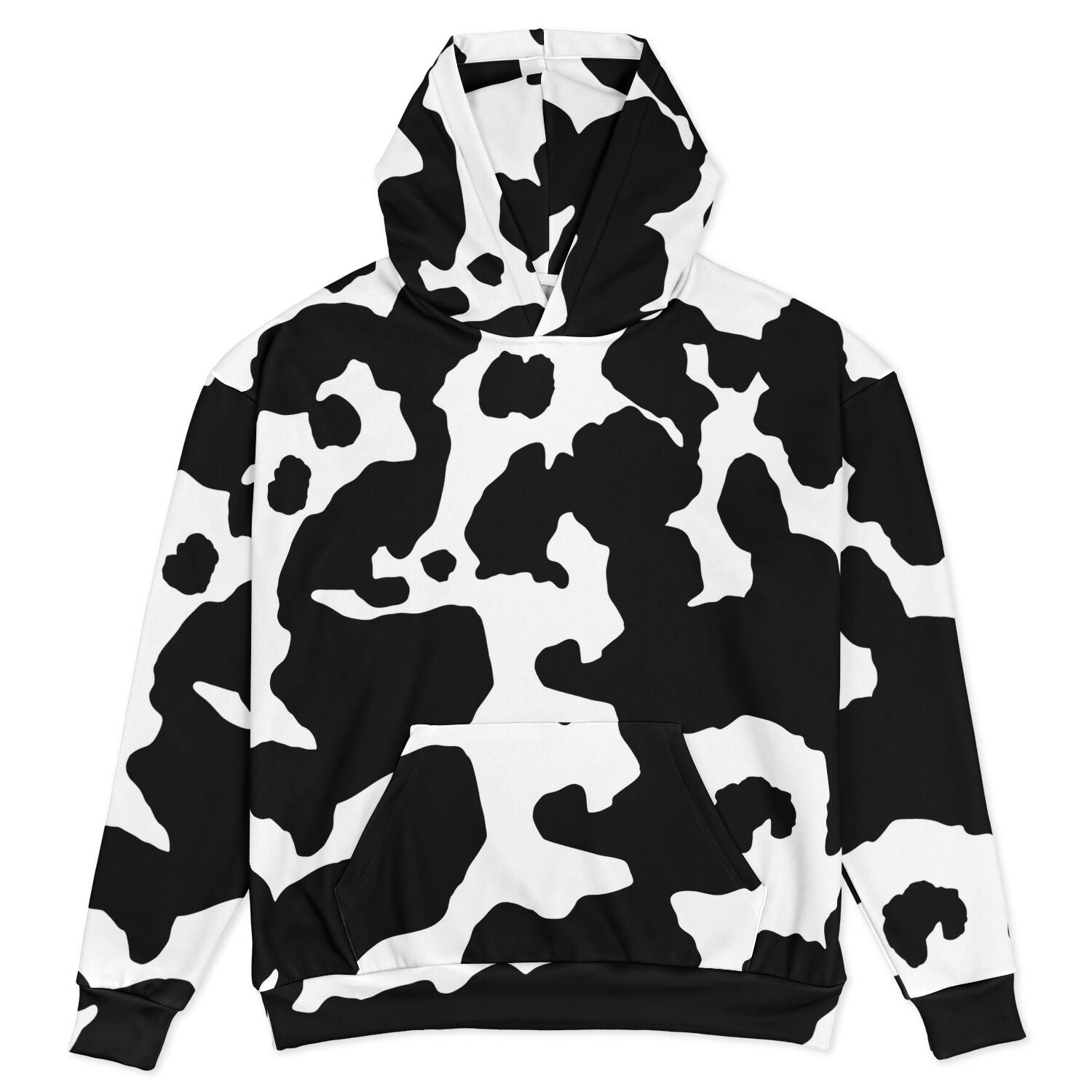 Oversized Hoodie in Black and White Cow Print | Camo Colors