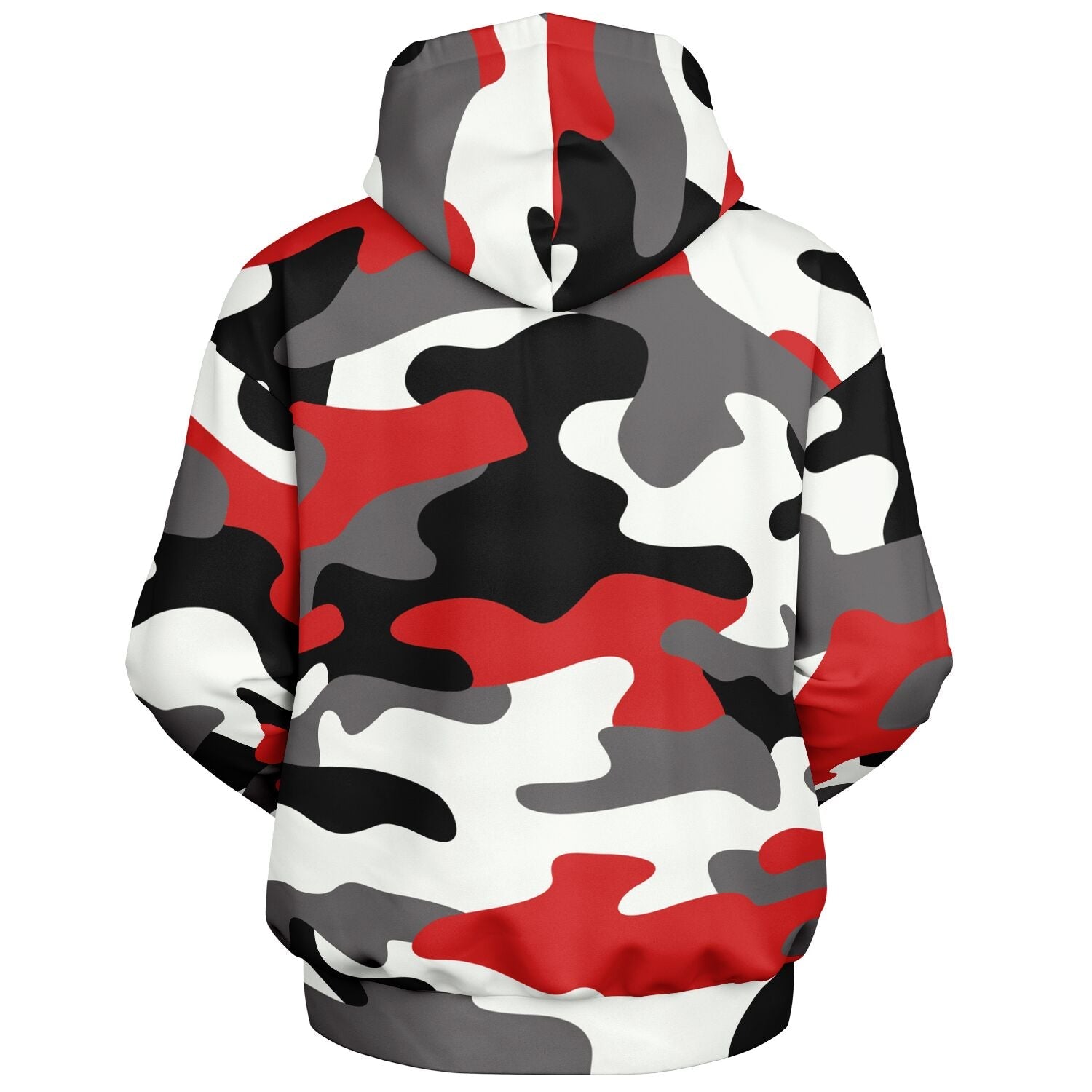 Oversized Hoodie in Red, Black, and White Camo Print | Camo Colors