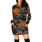 Camo Hoodie Dress | Orange and Black Pixel Camo Colors