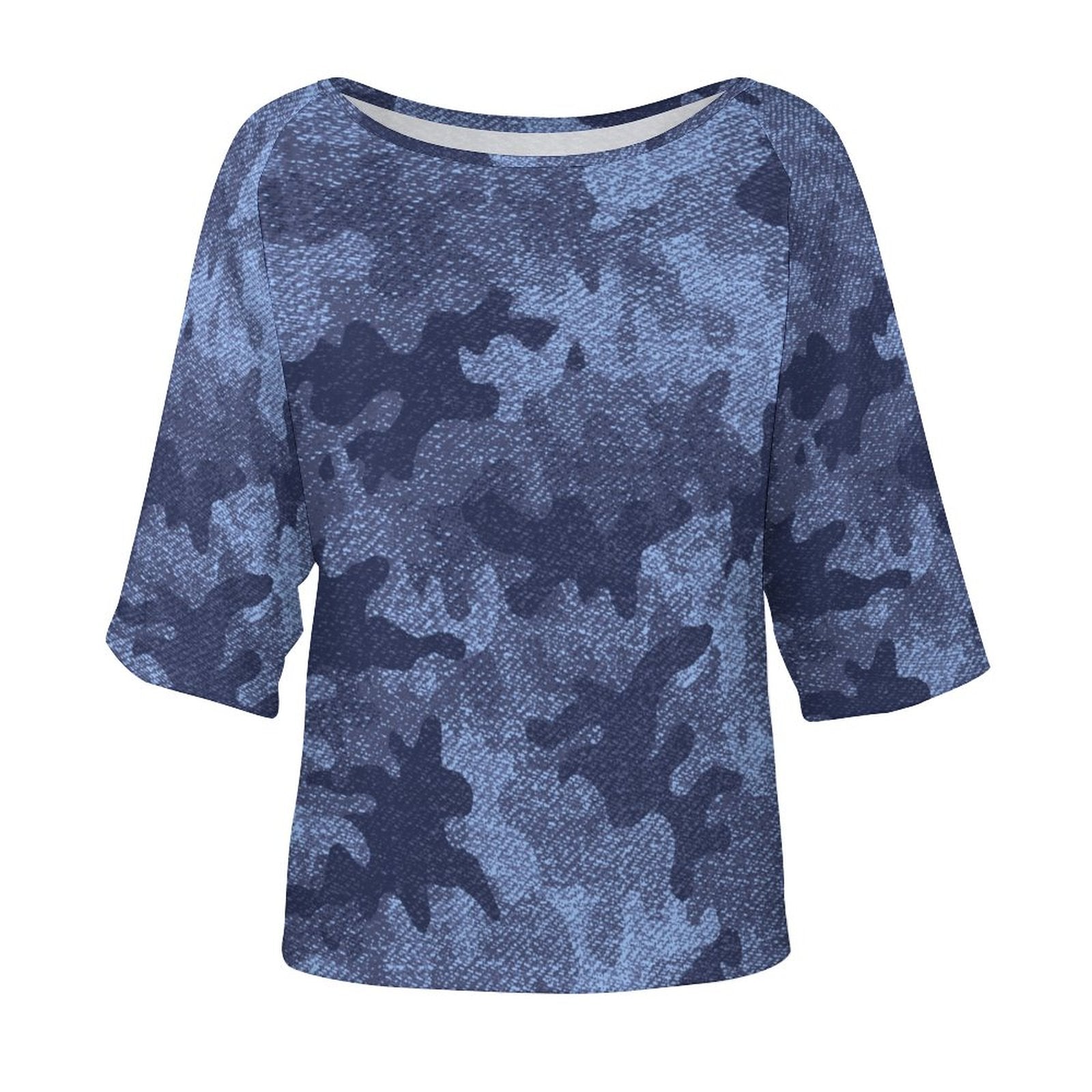 Camo Shirt | Off The Shoulder Top | Denim Blue Camo Colors