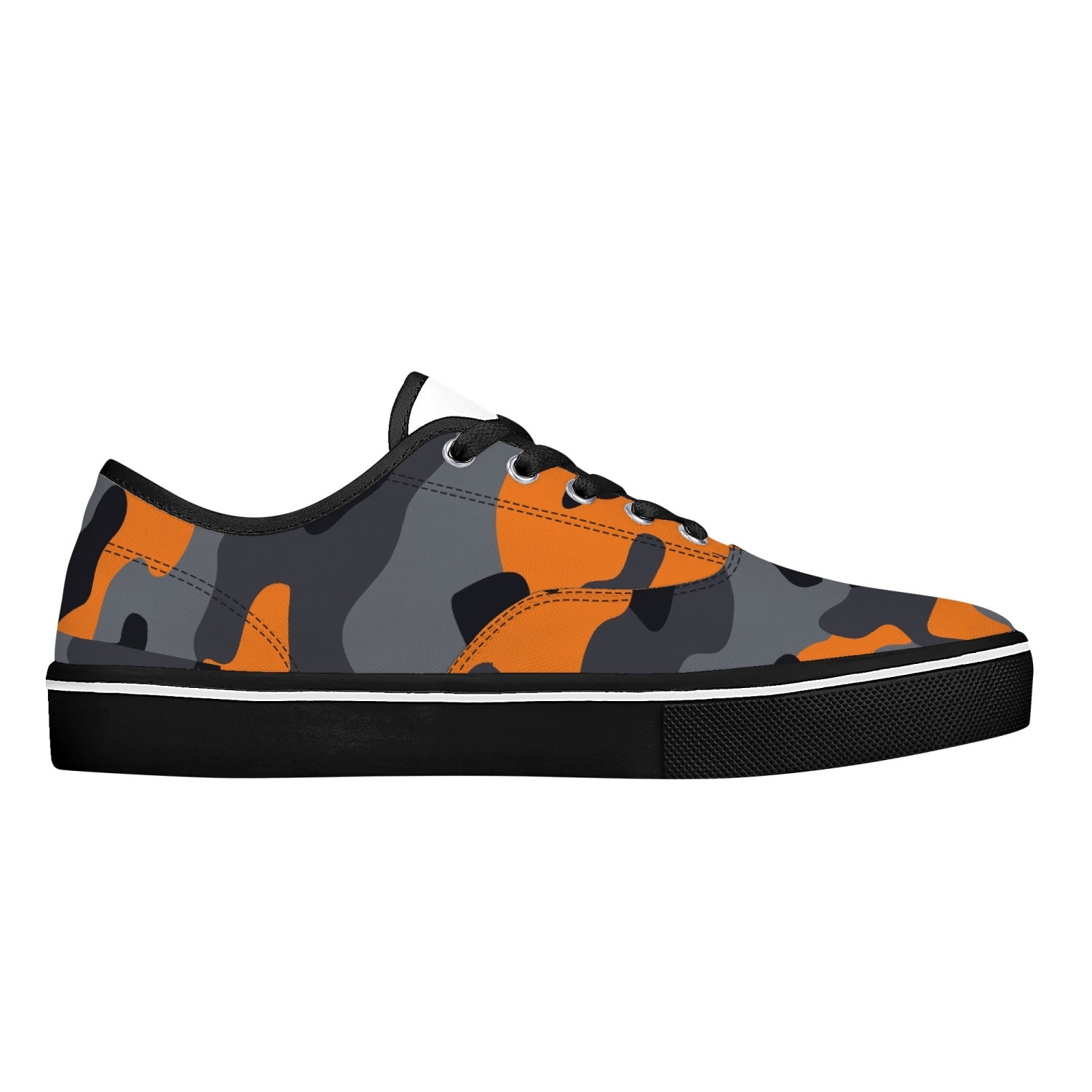 Camo Skate Shoes | Orange, Black, and Gray Camouflage Camo Colors