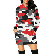 Camo Hoodie Dress | Red, Black, and White Camo Colors