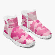 Camo Boots | Cotton-pad Fur Zipper Up | Lavender Pink Camo Colors