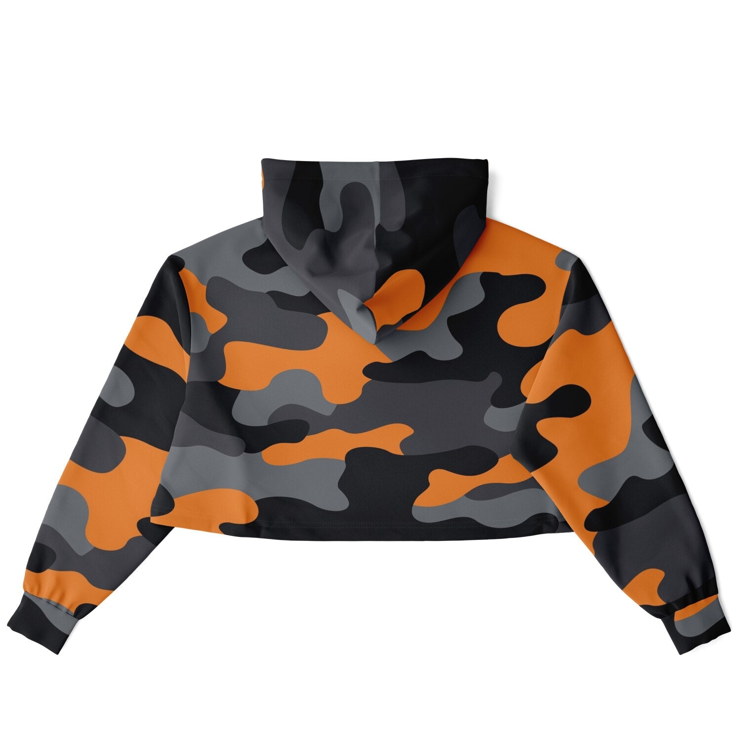 Cropped Hoodie For Women | Orange, Gray & Black Camouflage Camo Colors