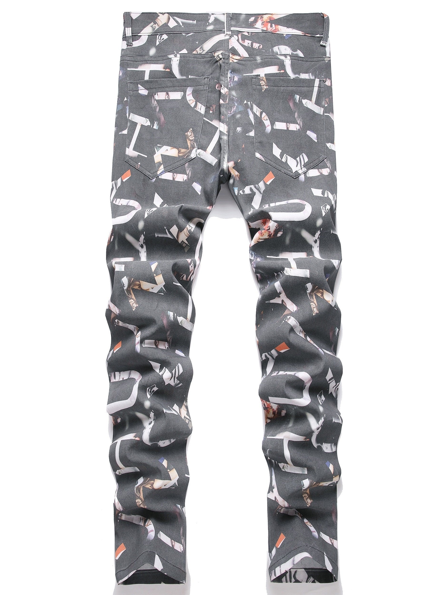 Stretch Skinny Faux Denim for Men: Printed, Ripped, Straight Leg Biker Camo Colors