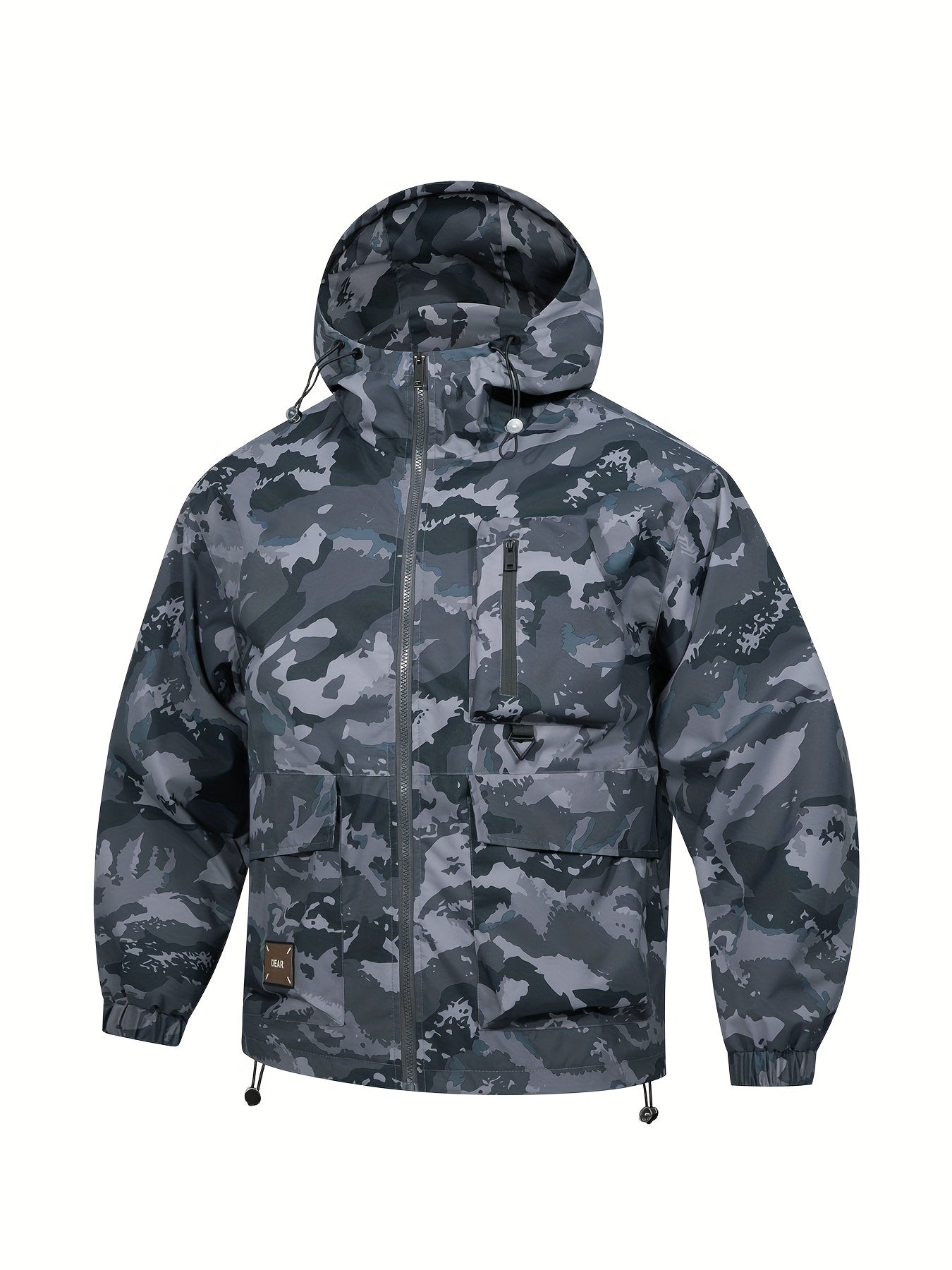 Men's Camo Windbreaker Jacket with a Hood | Multi Pocket Cargo Jacket Camo Colors