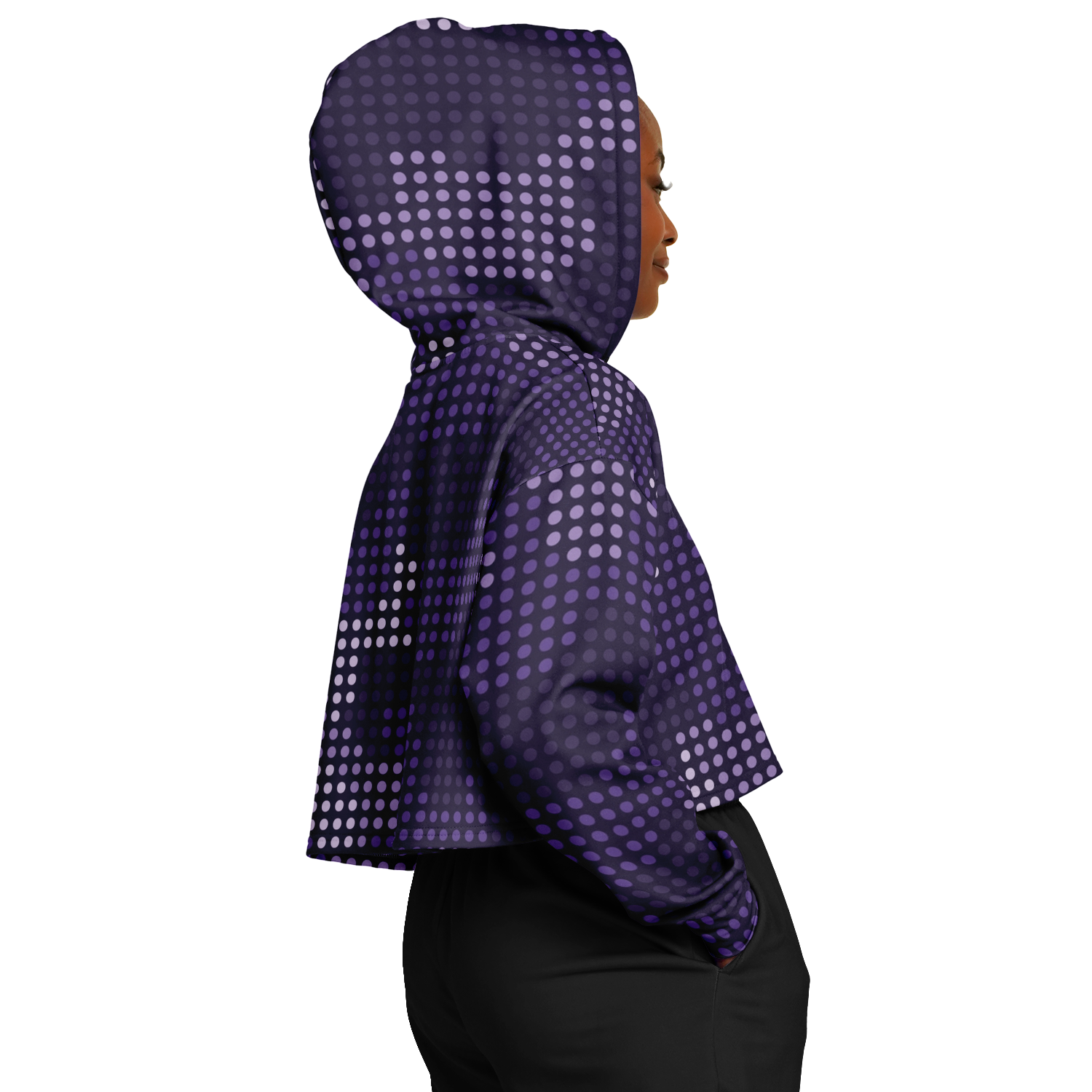 Cropped Hoodie For Women | Blue LED Screen Camouflage Pattern Camo Colors