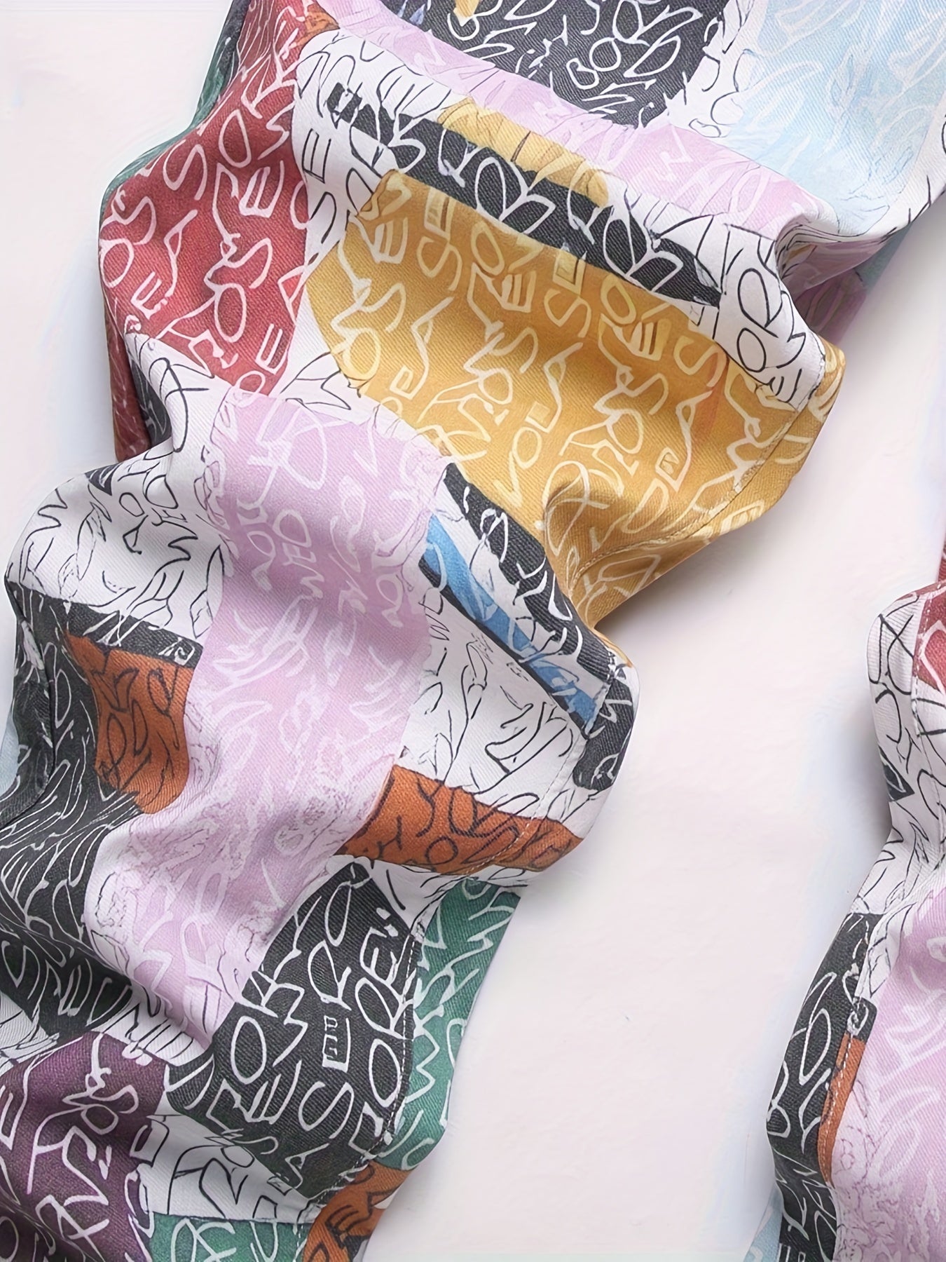 Men's Slim Fit Stretch Jeans - Distressed & Ripped Denim Camo Colors