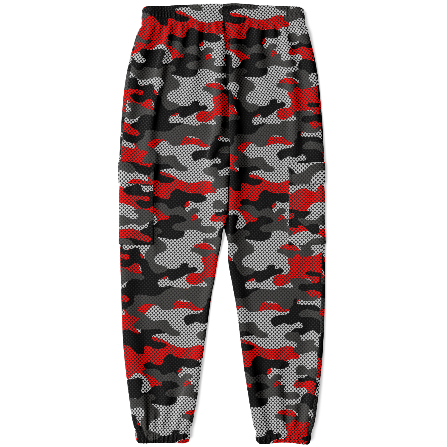 Red Camo Cargo Pants | Mixed Black and Gray Pixel Camouflage Camo Colors