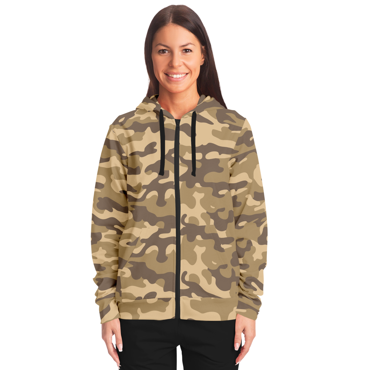 Zip-Up Hoodie | Khaki Camouflage style Camo Colors