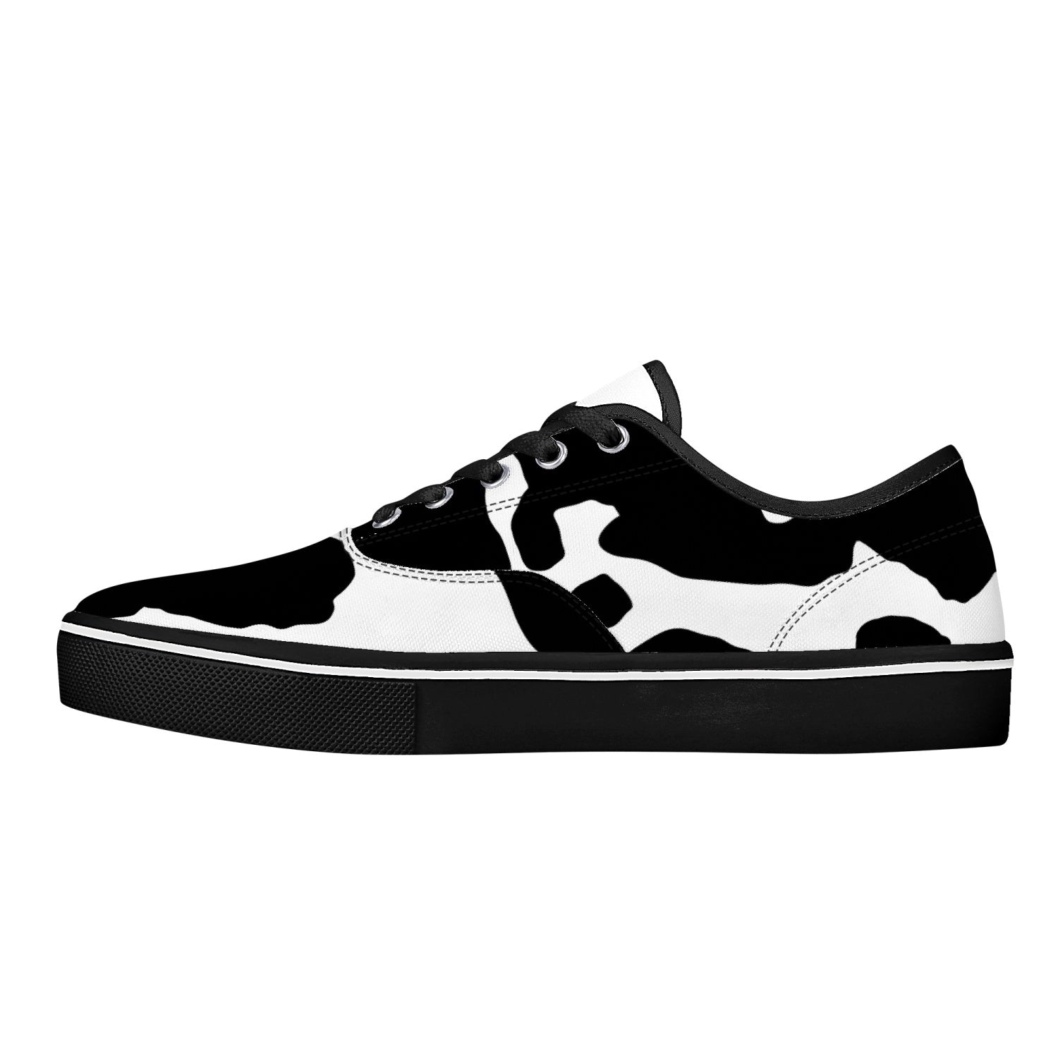 Camo Skate Shoes | Black & White Cow Print Camo Colors