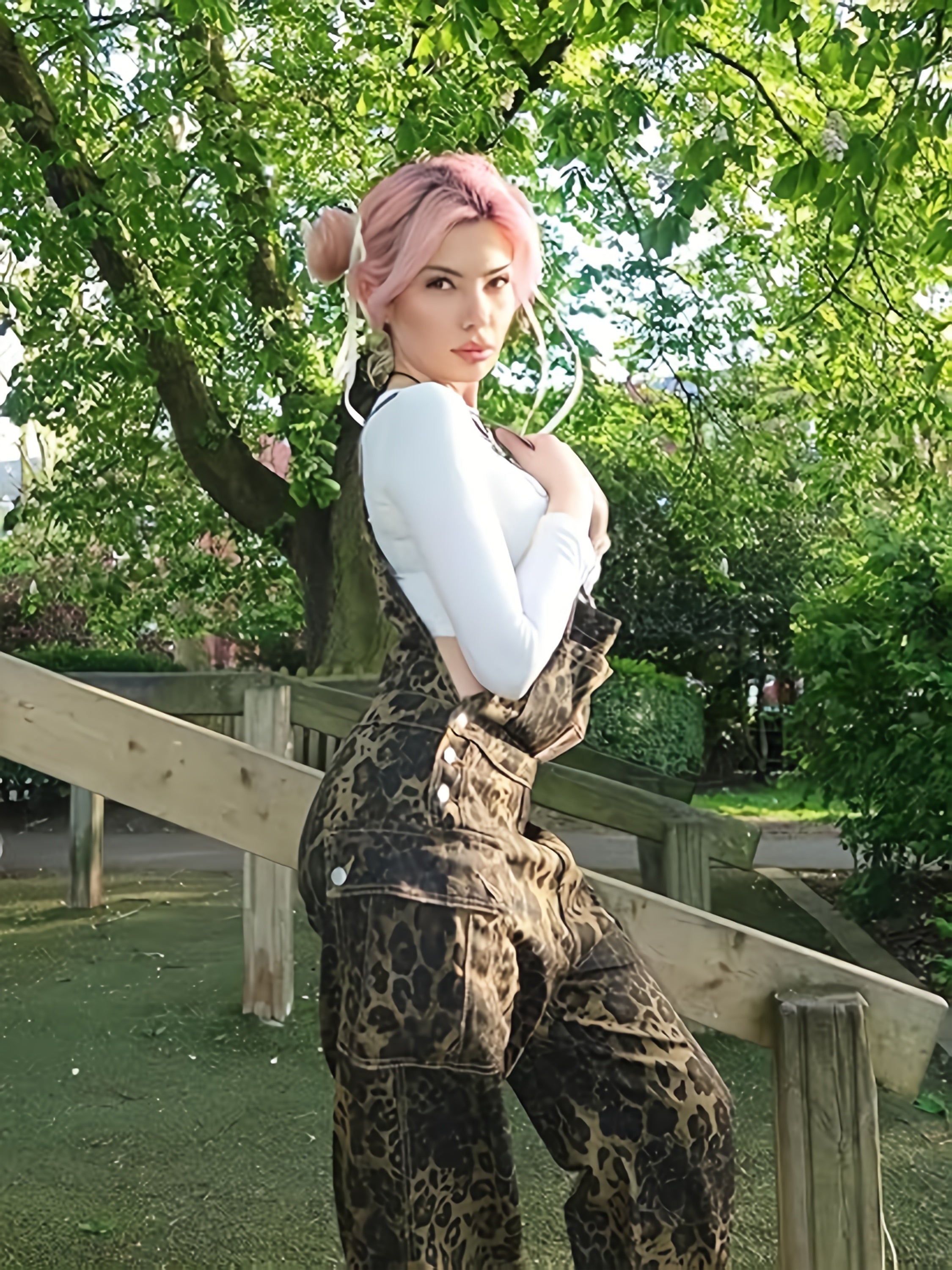 Women's Vintage Y2K Leopard Print Jumpsuit Camo Colors