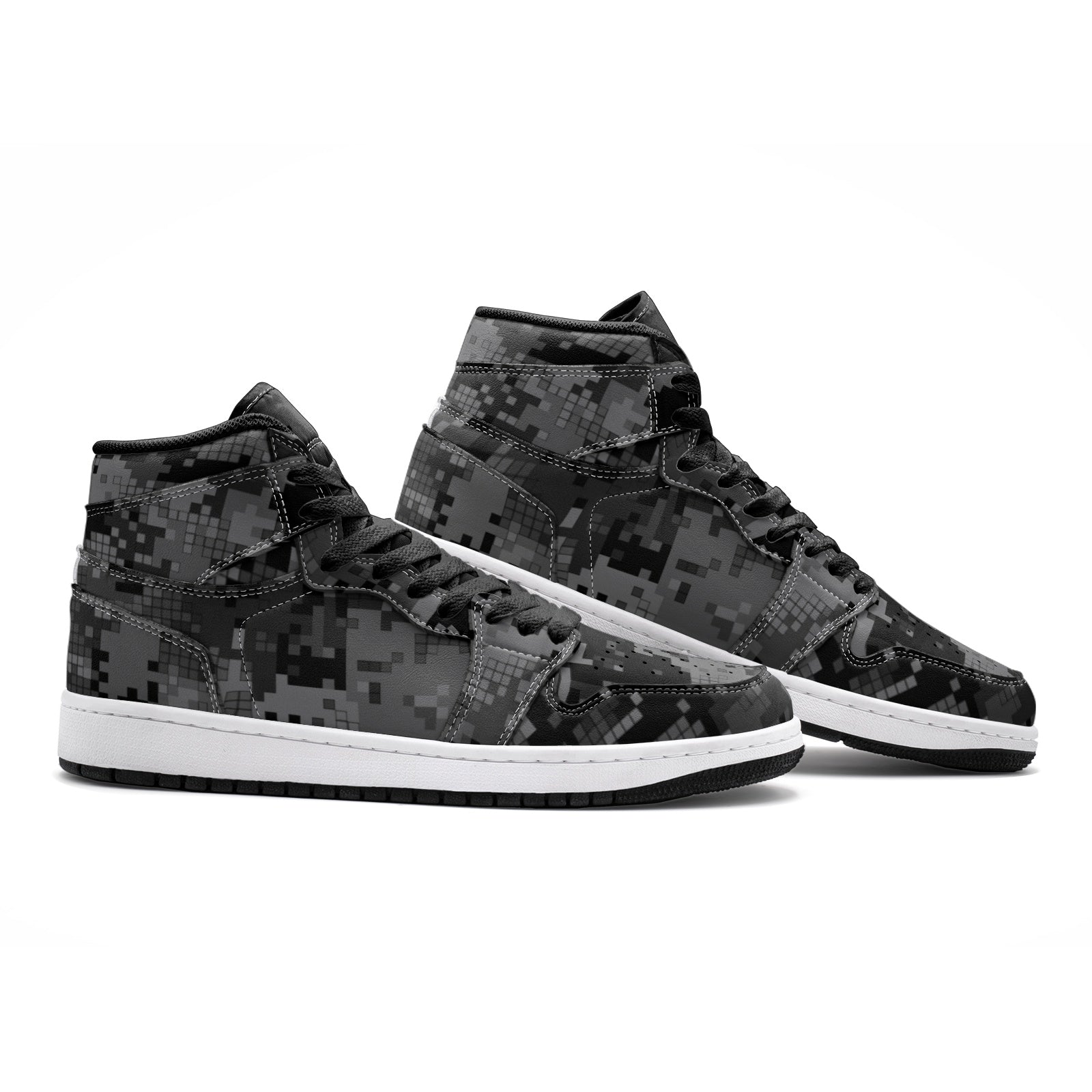 Black Camo Sneakers AJ 1 | Digital Monochrome Dark Gray Camo Colors