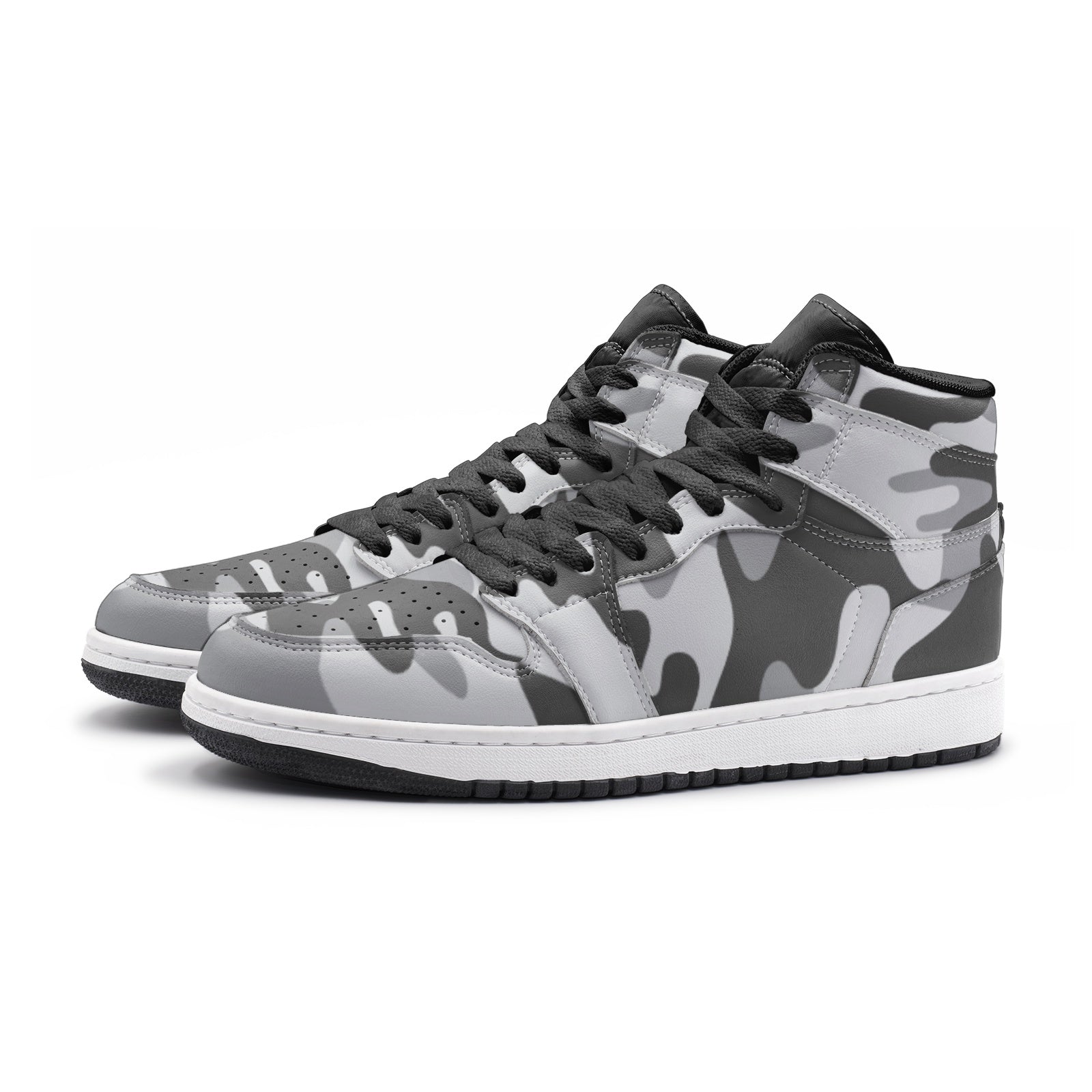 Camo Sneakers in Shades of Grey | High-Top AJ1 Style | Camo Colors