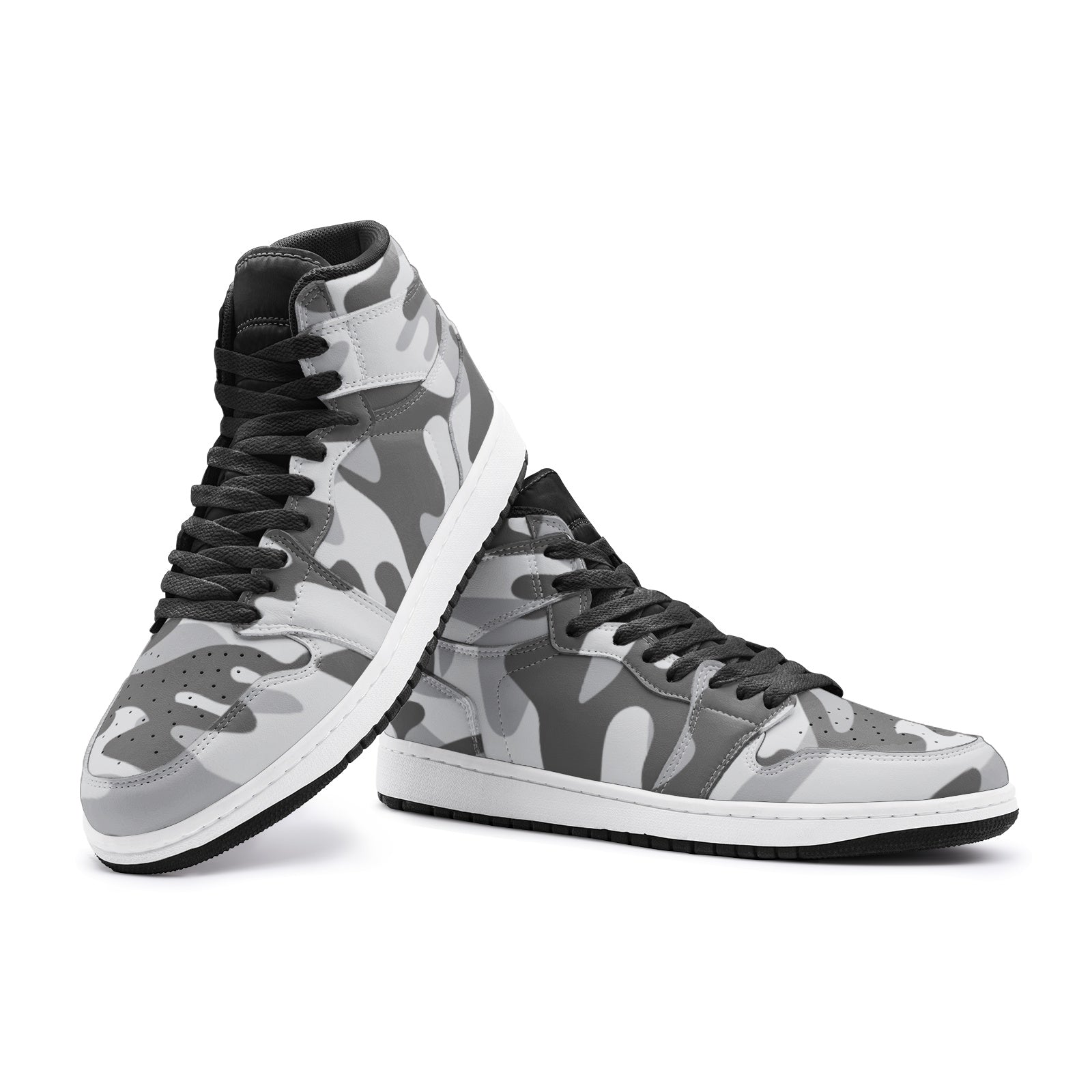 Camo Sneakers in Shades of Grey | High-Top AJ1 Style | Camo Colors