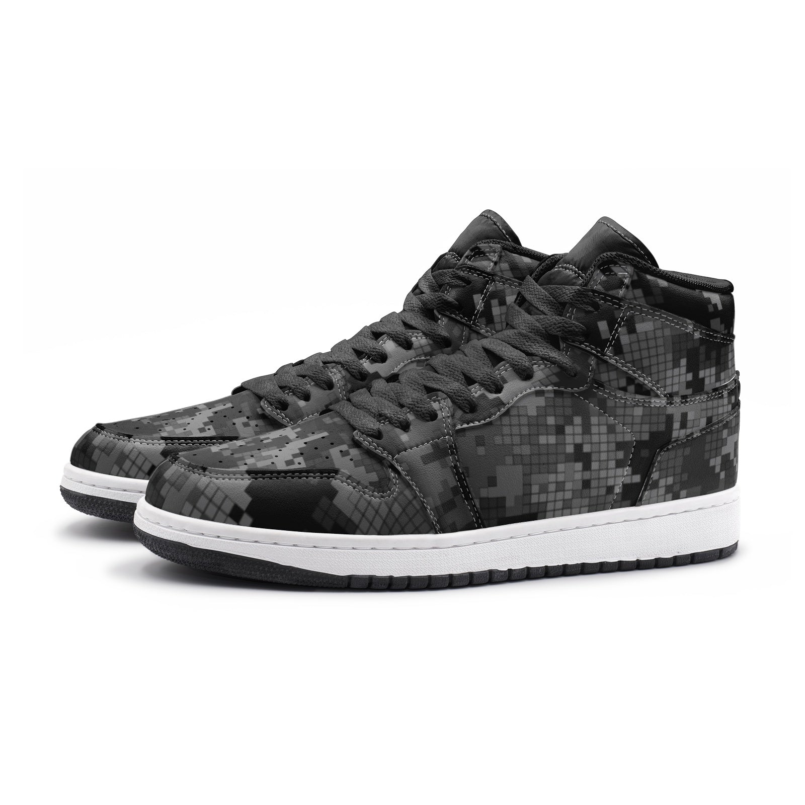 Black Camo Sneakers AJ 1 | Digital Monochrome Dark Gray Camo Colors