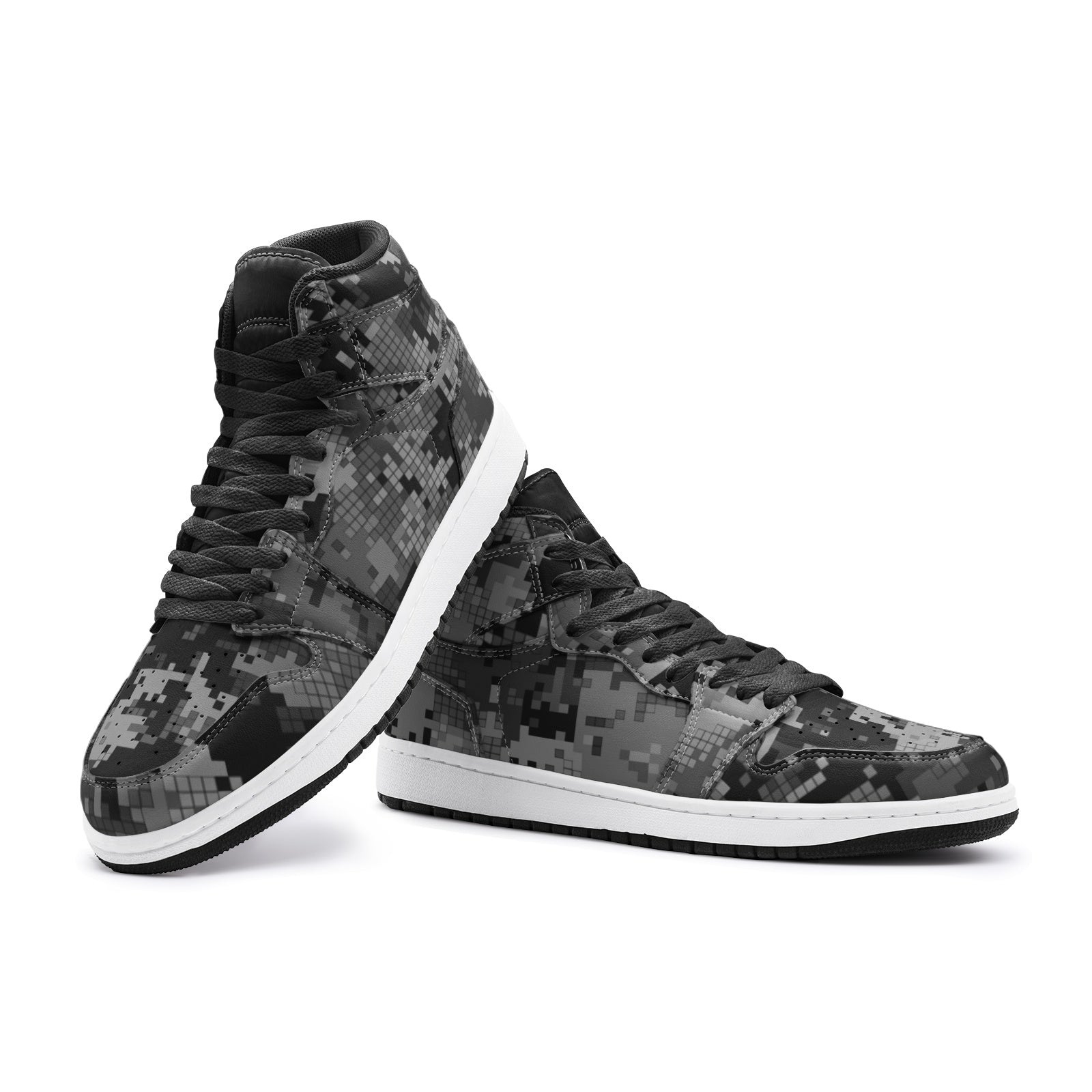Black Camo Sneakers AJ 1 | Digital Monochrome Dark Gray Camo Colors