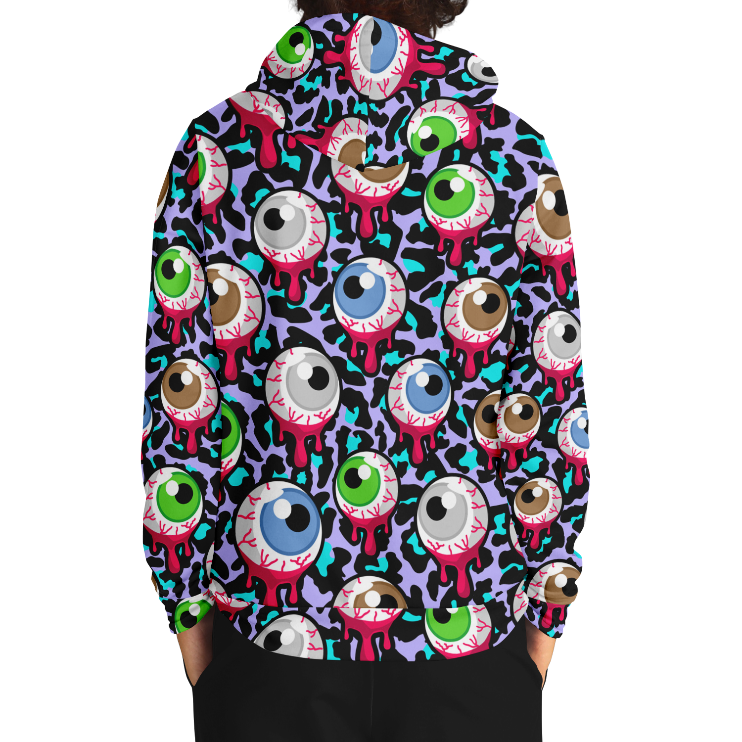 Zombie Hoodie | Bloody Alien Eyeballs, Creepy & Psychedelic Camo Colors