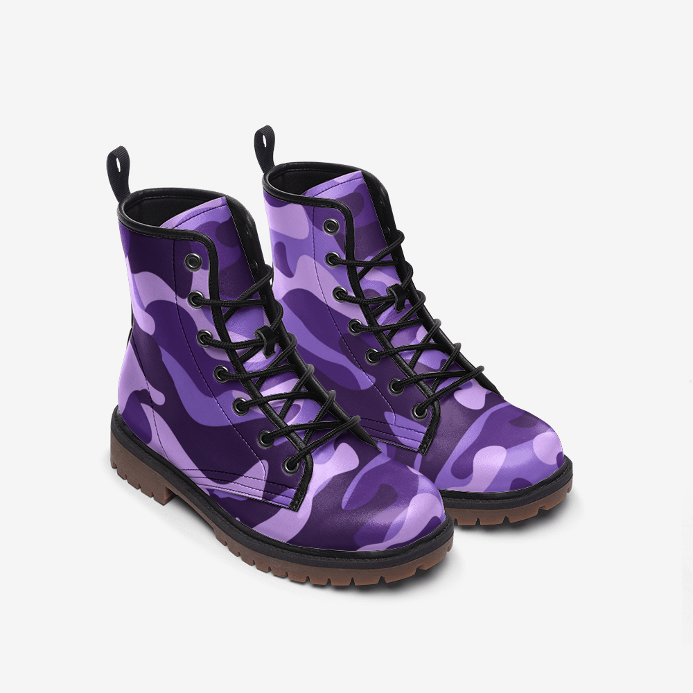 Camo Boots | Leather Camouflage in Purple, Blue, and Mauve Camo Colors