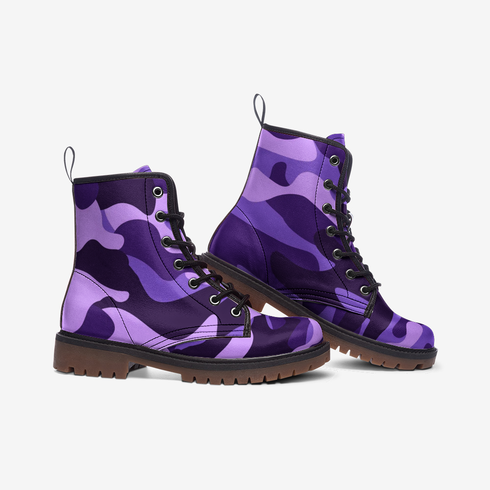 Camo Boots | Leather Camouflage in Purple, Blue, and Mauve Camo Colors
